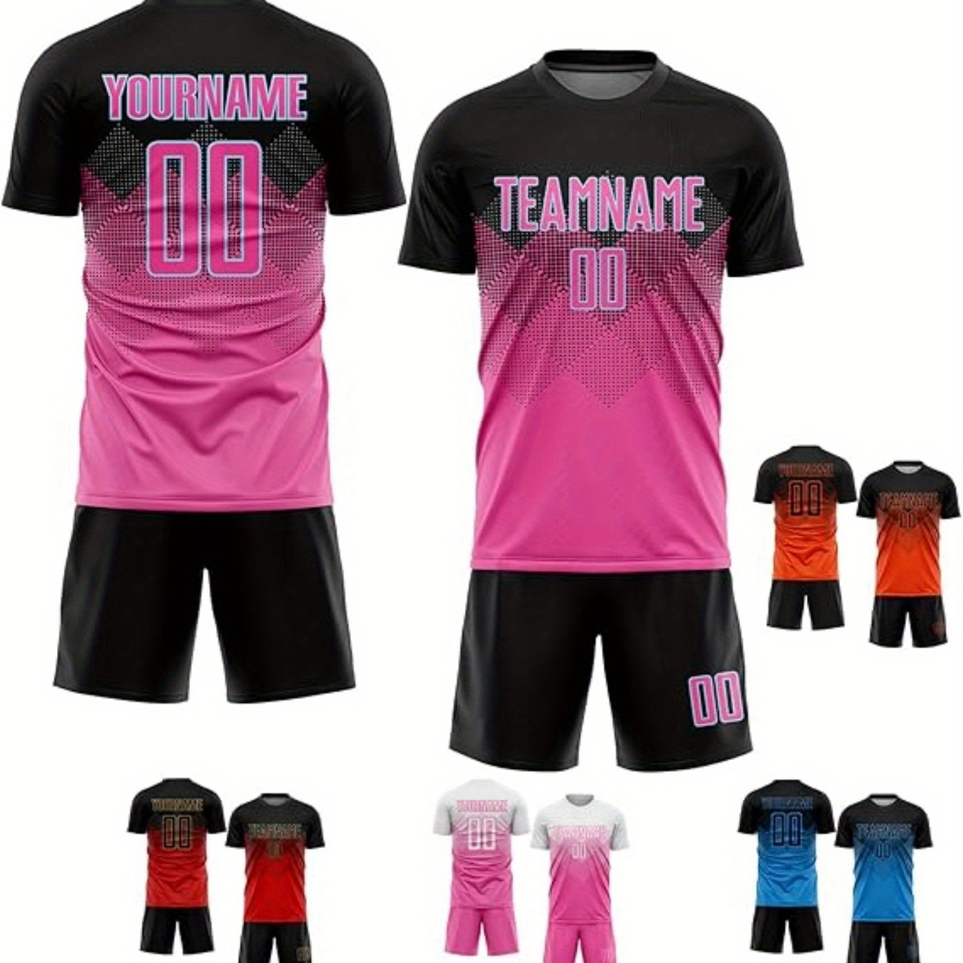TEMU Ensemble de maillot de football personnalisé à dégradé pour jeunes et adultes - Shorts d'équipe avec nom et numéro