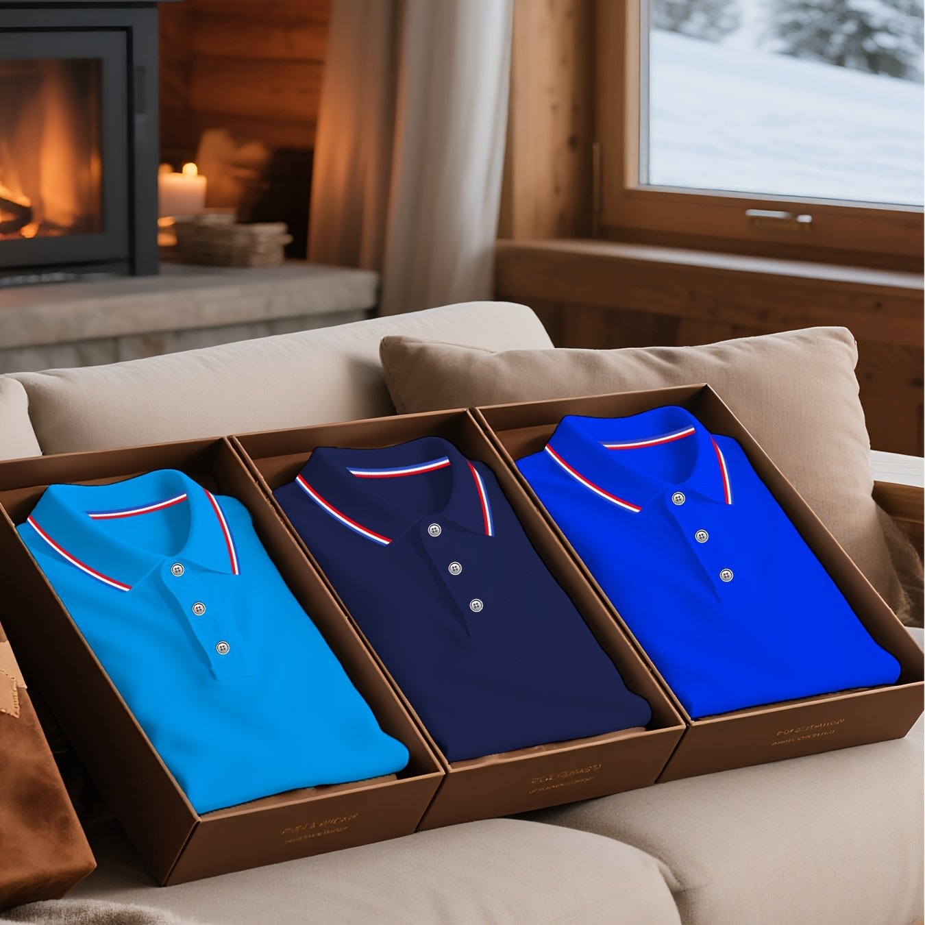 TEMU Three-pc Men's Short-sleeve Shirts, Collar Design, Simple And Elegant, Lightweight And Comfortable, Breathable And Skin-friendly. Image For