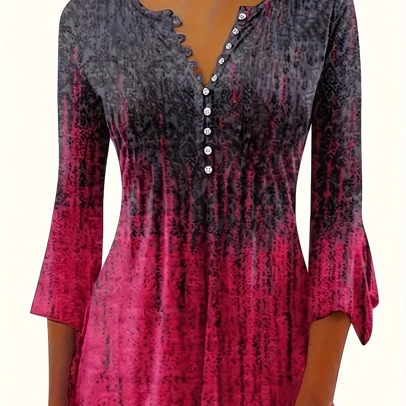 Image of Women's New Style T-shirt, Spring/summer Collection, Ten-button, Pink And Blue T-shirt