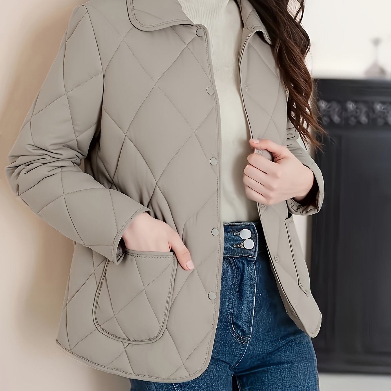 TEMU 2025 New Women's Travel Outfit Jacket - Spring And Autumn Thin Elegant Slim Fit Vest - 100% Artificial Lapel Coat