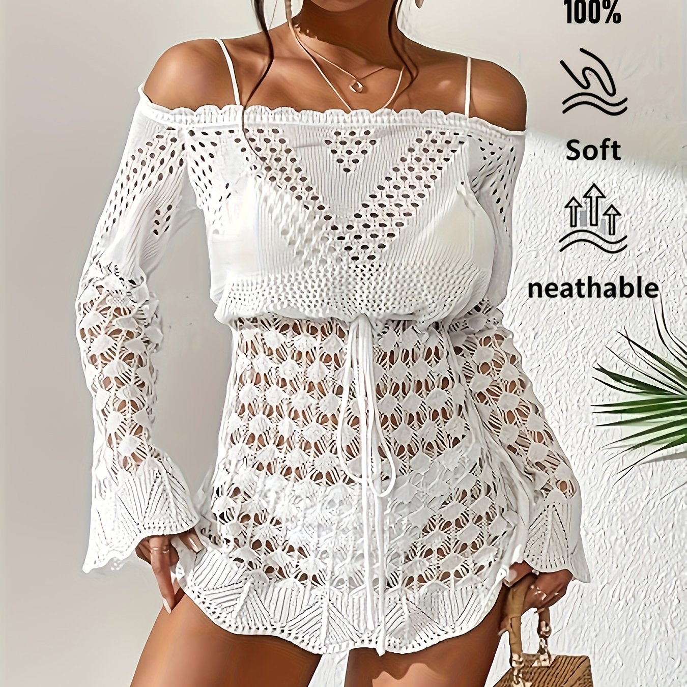 Beach Vacation Hollow Out Sweater Outerwear Beach Sunscreen Cover Spa Women's