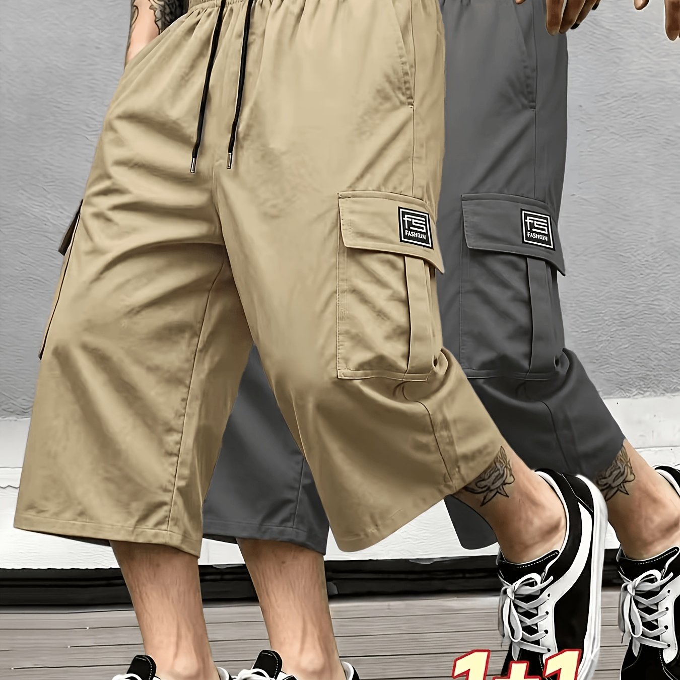 TEMU 2pcs Summer Men's Multi-pocket Cargo Bermuda Shorts - Street Style, Casual Outdoor And Streetwear Shorts