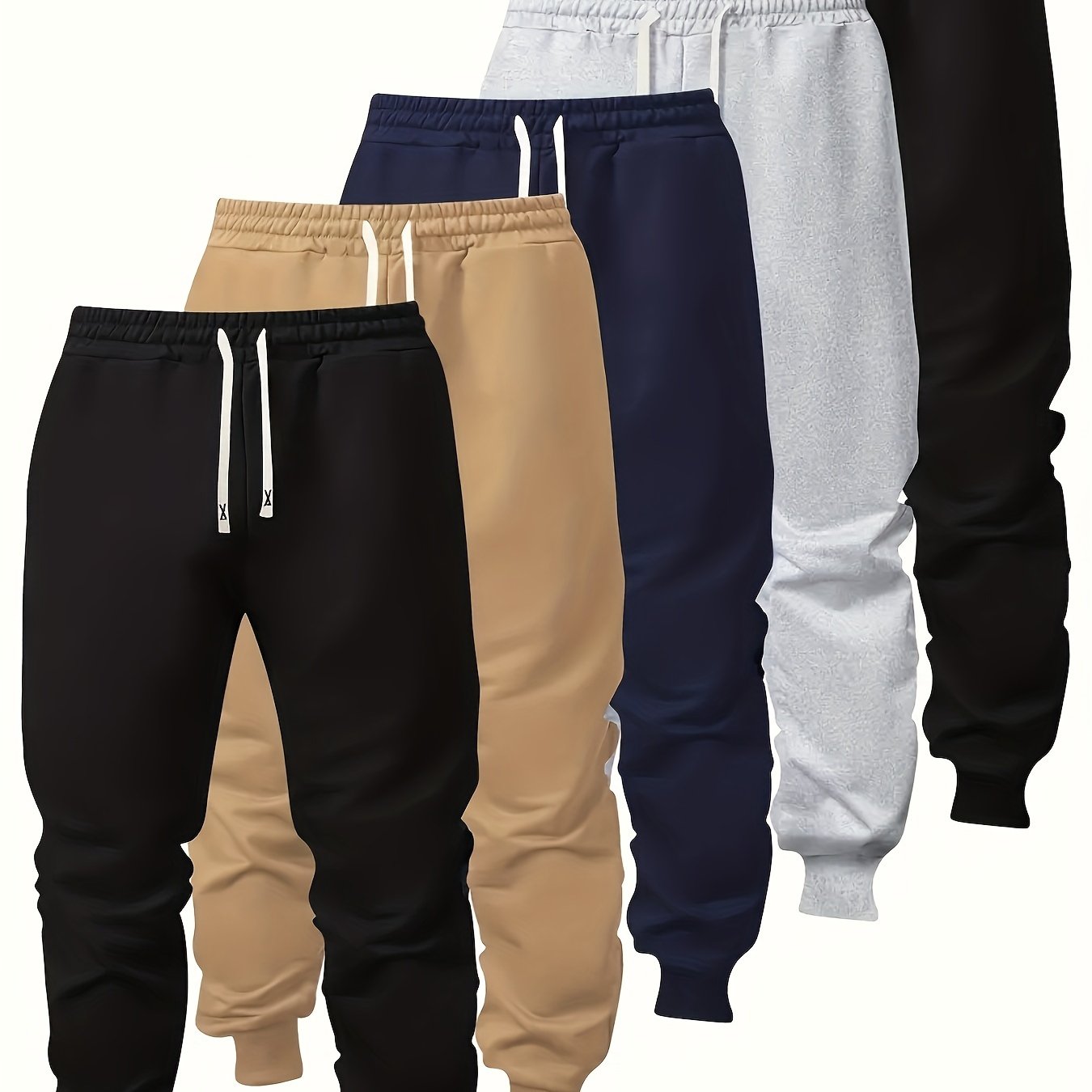 5 piece mens spring and autumn regular fashion pants and sweatpants   leisure sports and outdoor pocket elastic waist drawstring pants