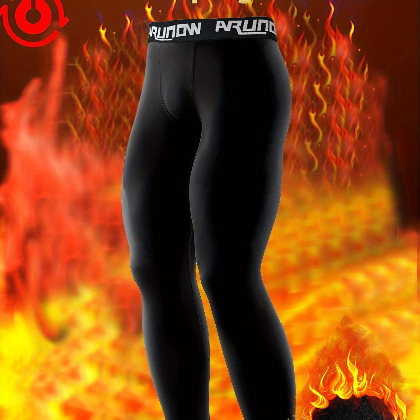E-shop Herren Fleece-gefütterte Sportleggings, Hochelastische Bundhose, Warme Herbst- und Winterhosen