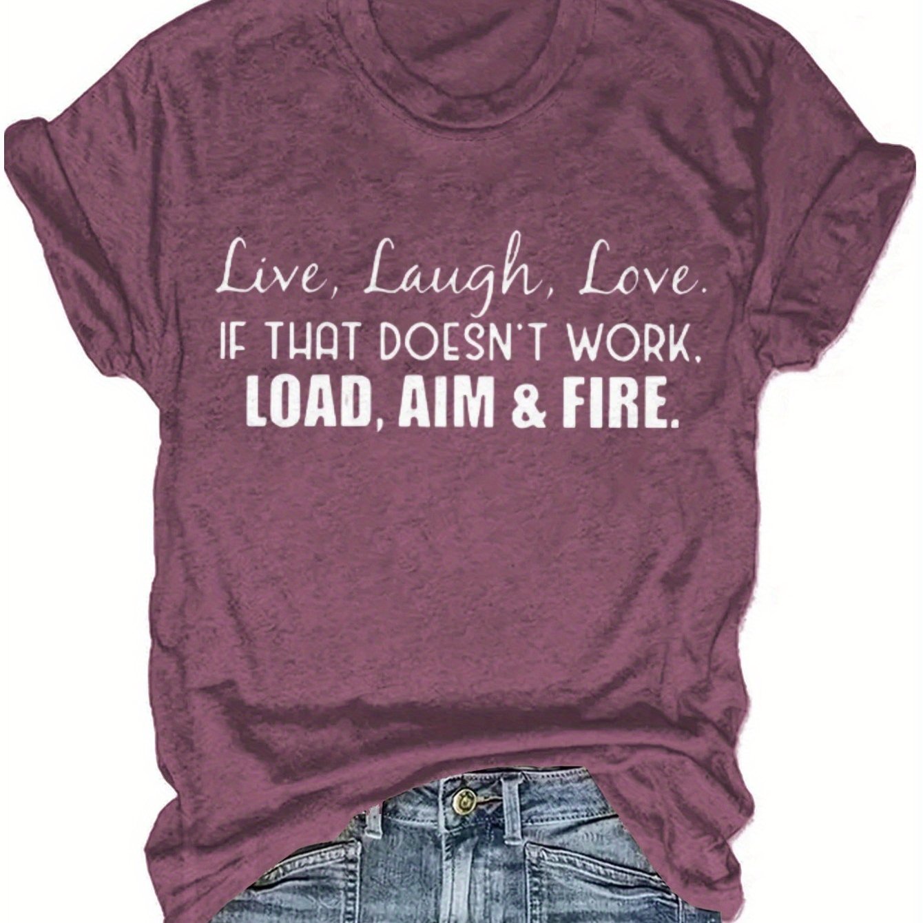 TEMU Live Laugh Love Or Shoot- Men's Fun Slogan Graphic T-shirt| Casual Wear, Fashionable , Great Gift