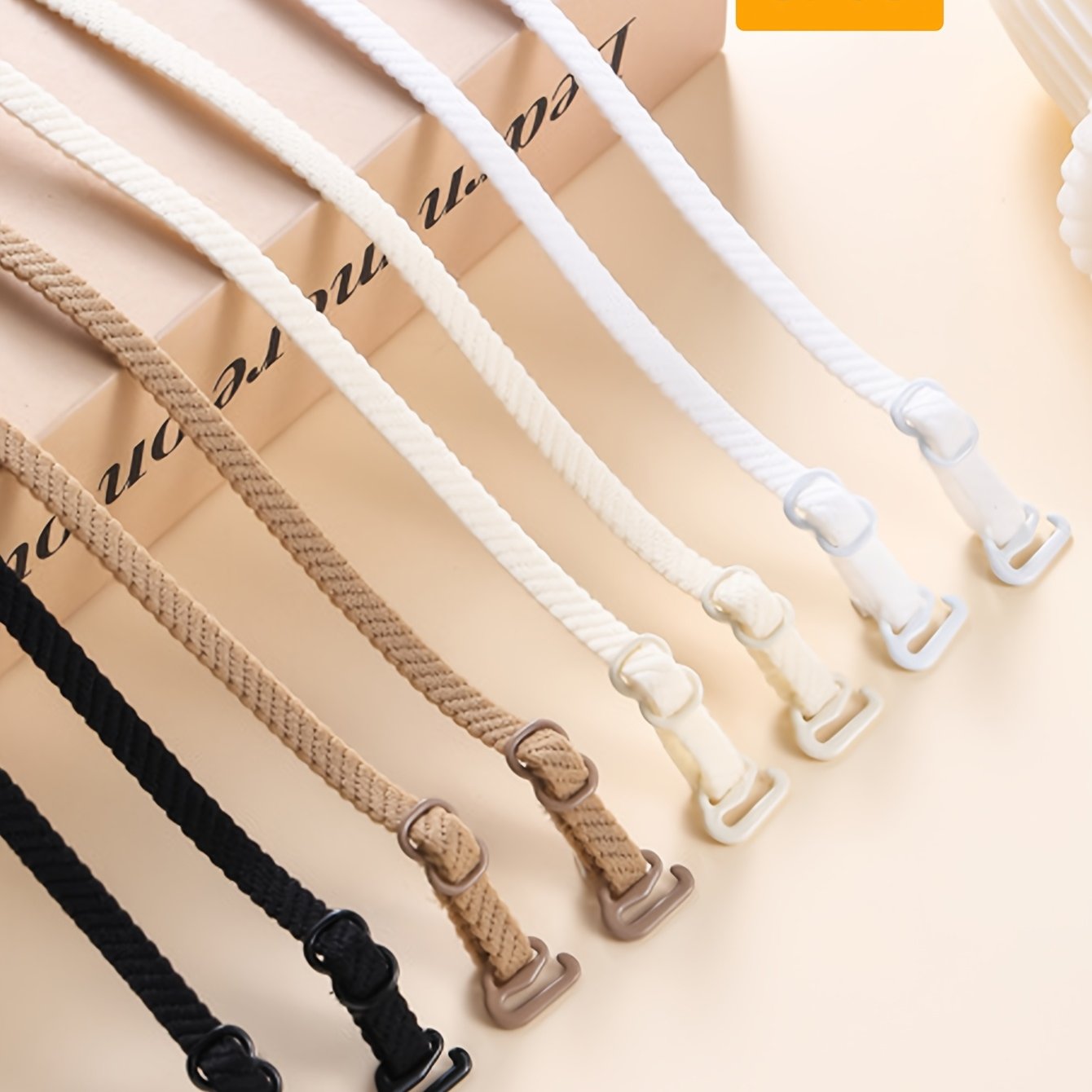 TEMU 4 Pairs Of Women's Ribbed Fabric Shoulder Straps & Invisible Back Seamless Bra Straps For Cross Additions, Fine Shoulder Straps For Women's Bras