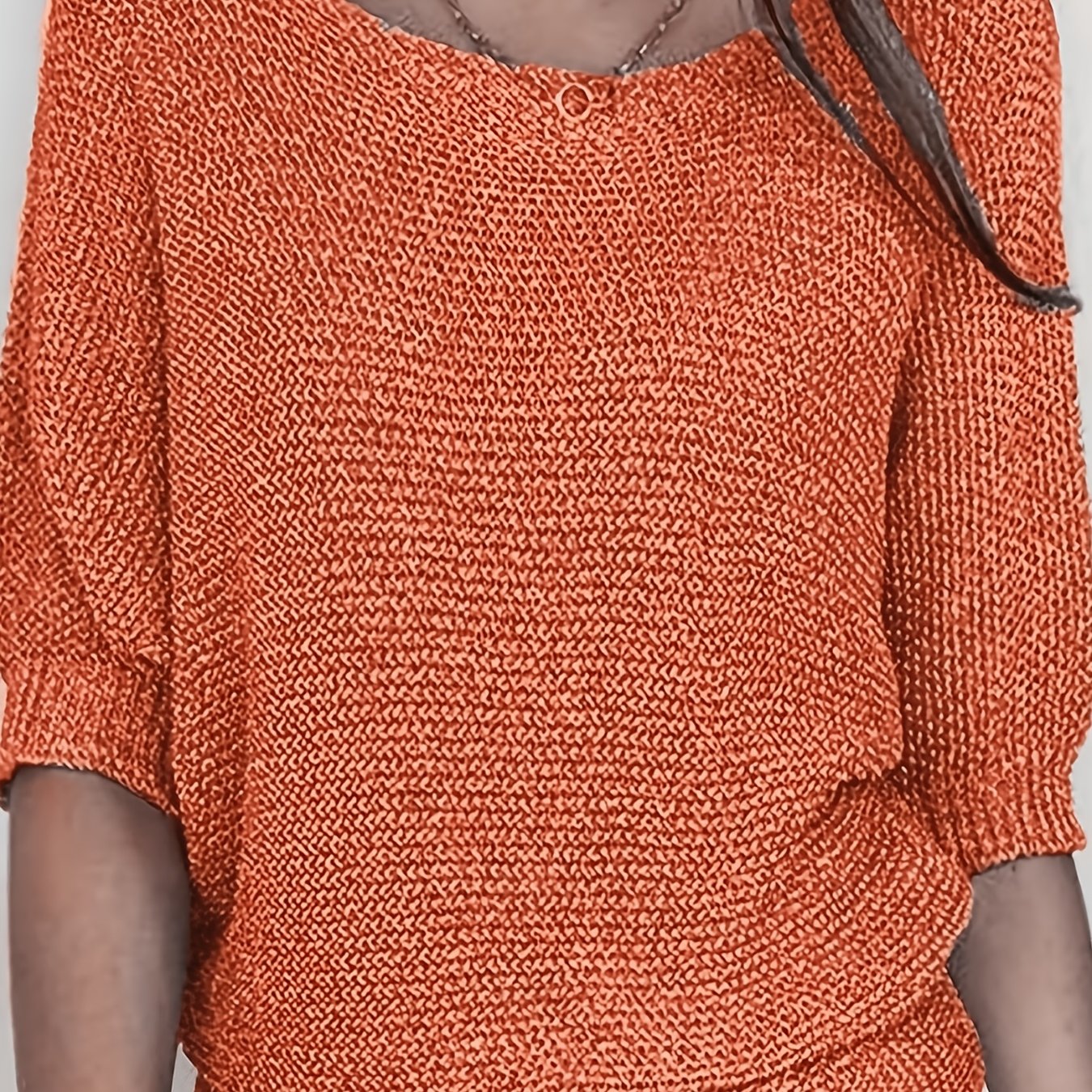 TEMU Lazy Relaxed Sweater Women's 2026 New Oversized Neck Loose Coverage Casual Top [human Table Bust 88]