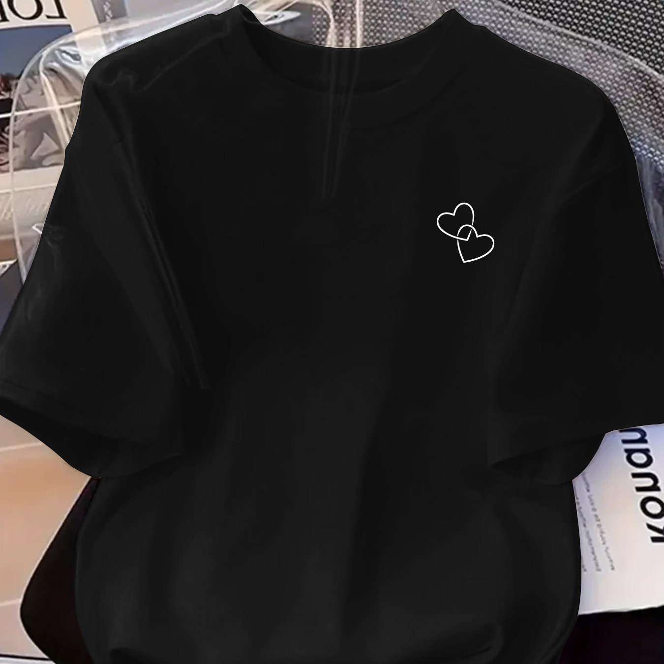 TEMU Women's Mint Green Oversized T-shirt - Soft Mint Color Casual Round Neck Short Sleeve Blouse, Minimalist Everyday Top For Spring Summer Fall,