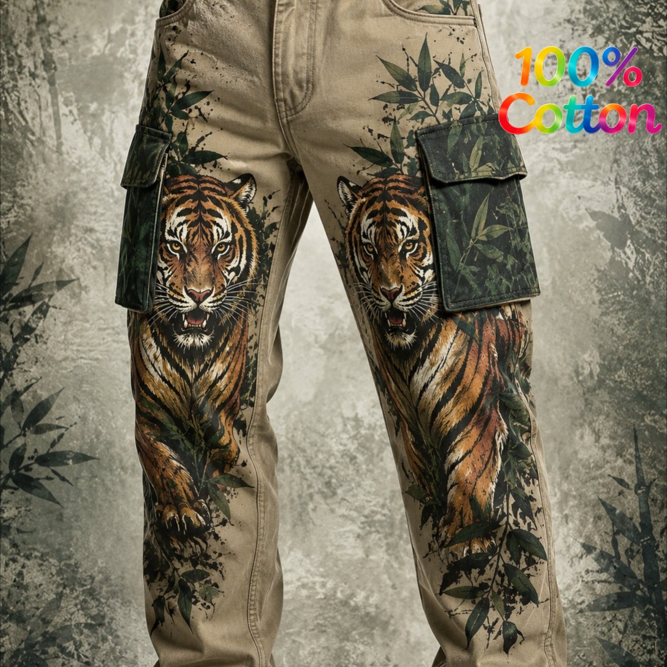2026 Men's Fashion: Tiger-print Cargo Pants For The Adventurous Spirit