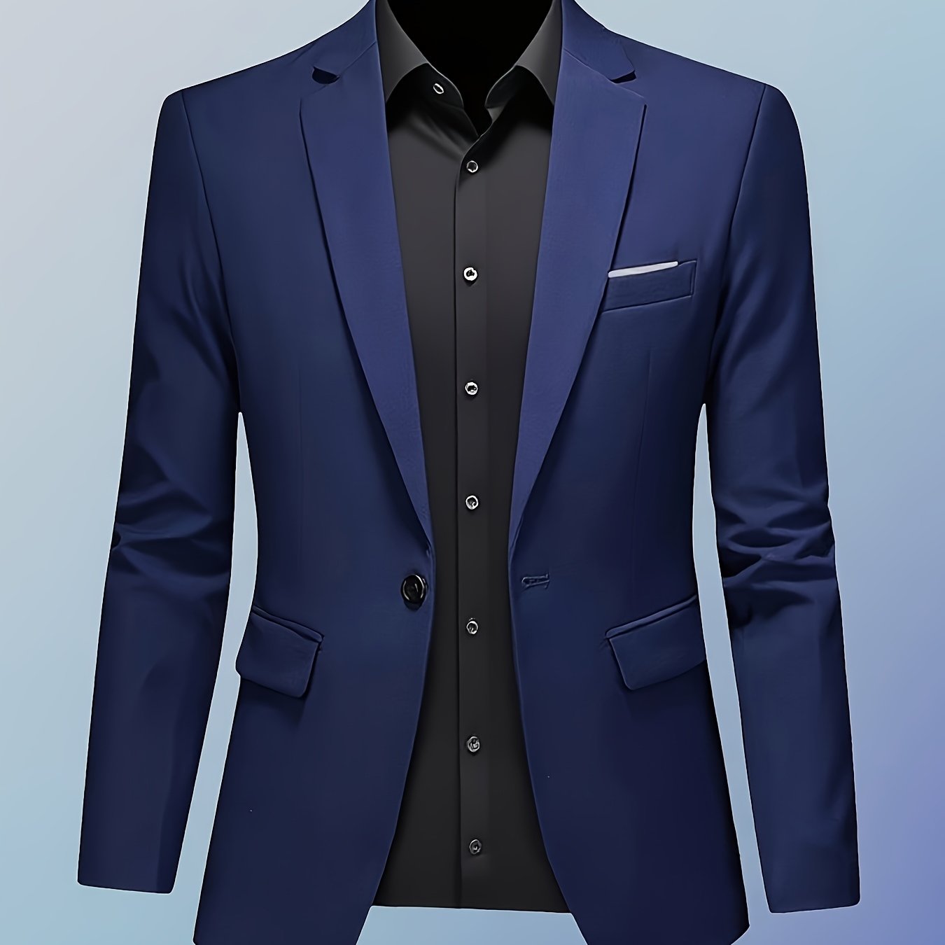 TEMU 1pc Men' Color Fashionable Light Business Suit Top - Single Button Slim Fit Lightweight Casual Jacket Jacket, Versatile And Elegant Design,