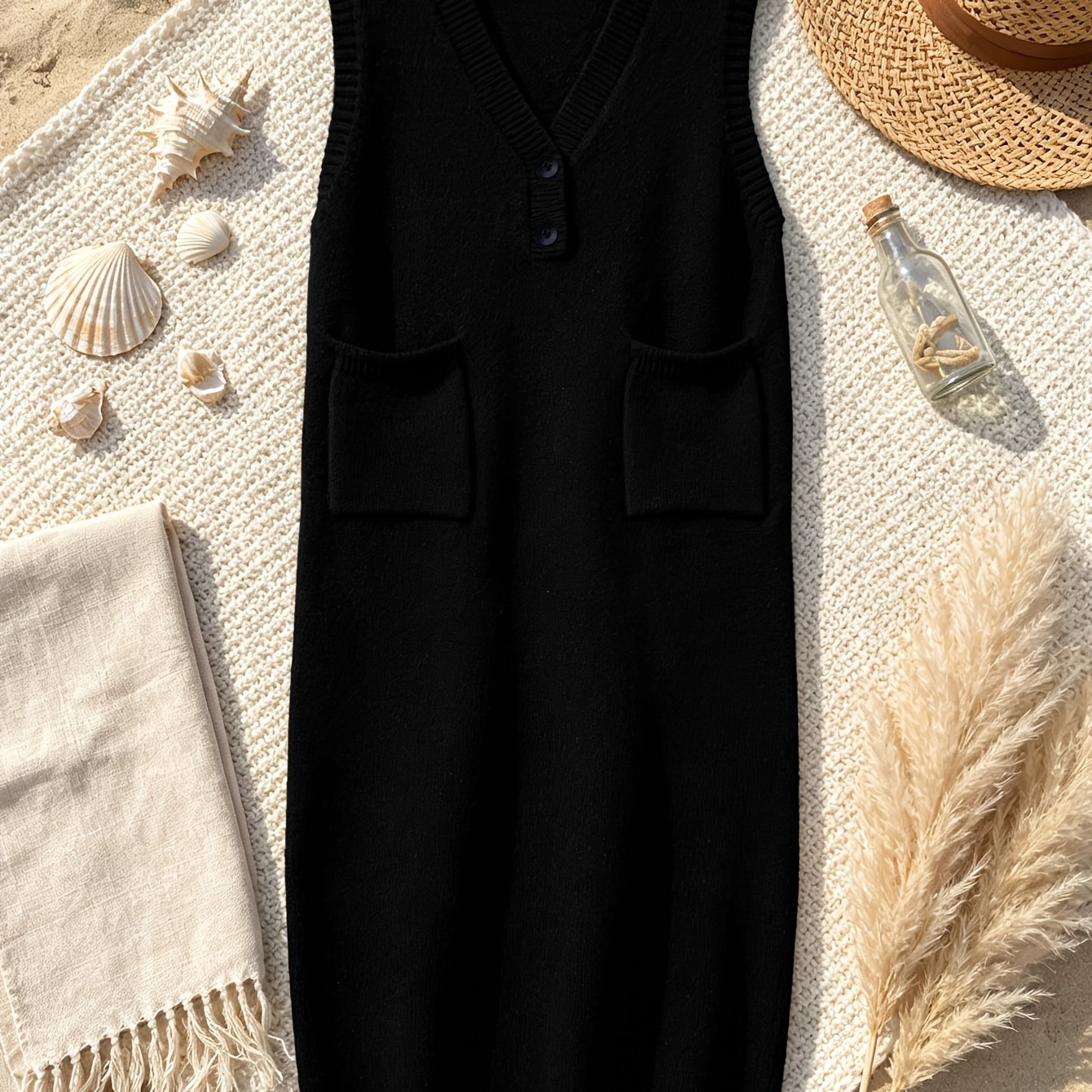 TEMU Fitted And Loose Dress, Spring And Autumn Outer Vest, Long Cardigan, Thick Dress, Korean Style Sweater Dress