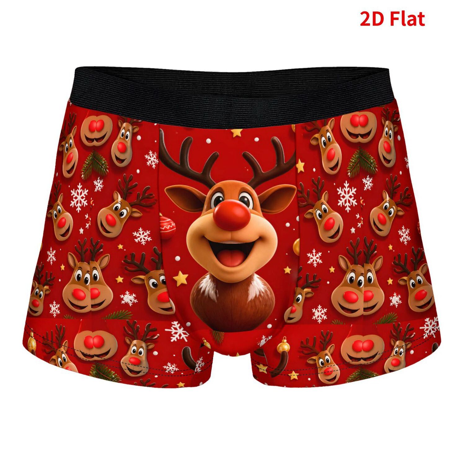 TEMU Reindeer Celebration 2d Print Design Men's Boxer Briefs, Novelty Funny Underwear, Soft Breathable Daily Gift Boxers