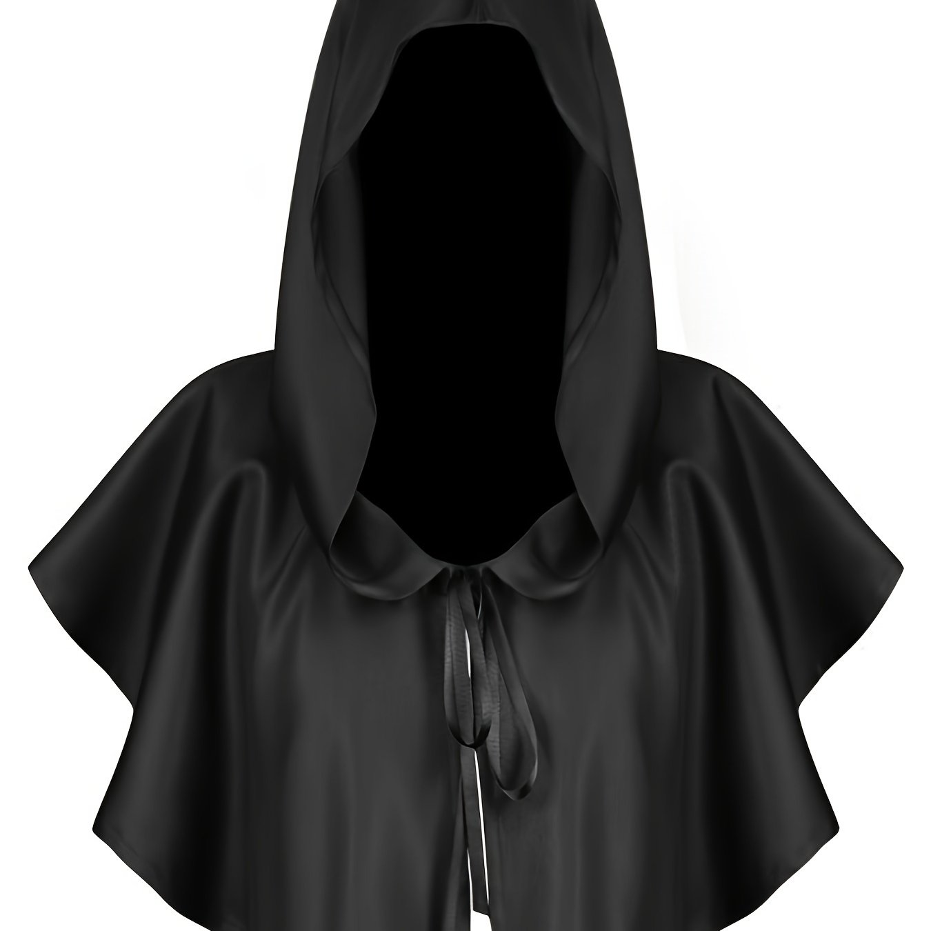 TEMU Men's Black Hooded Cloak, Solid Color Mysterious Shawl, Stage Costume For Men, Spooky Halloween Wizard Cosplay