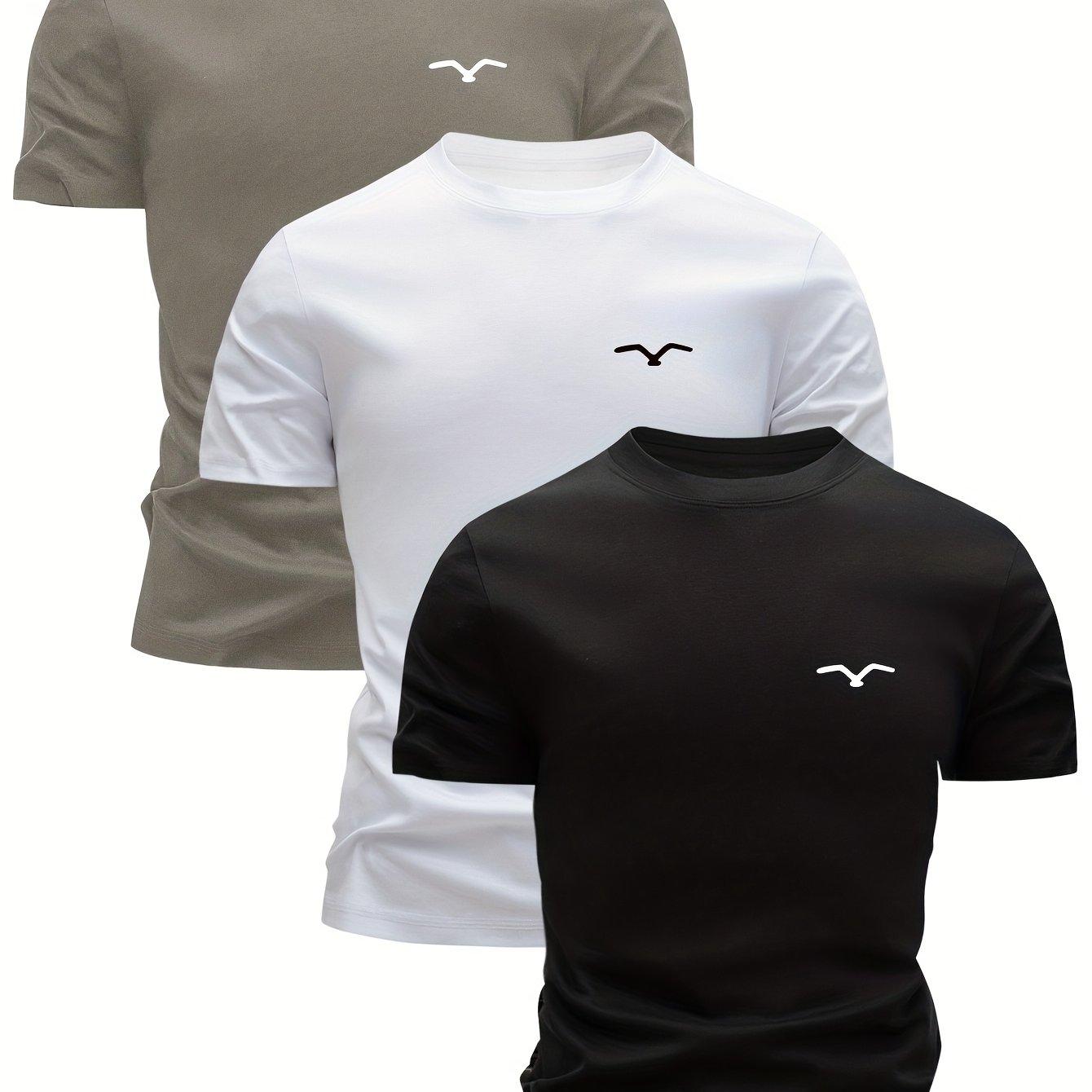3pcs Set Of Men's 100% T-shirts, Summer Casual Men's Short Sleeves Breathable And Sweat-absorbing Men's Neck Design, Sweat-resistant