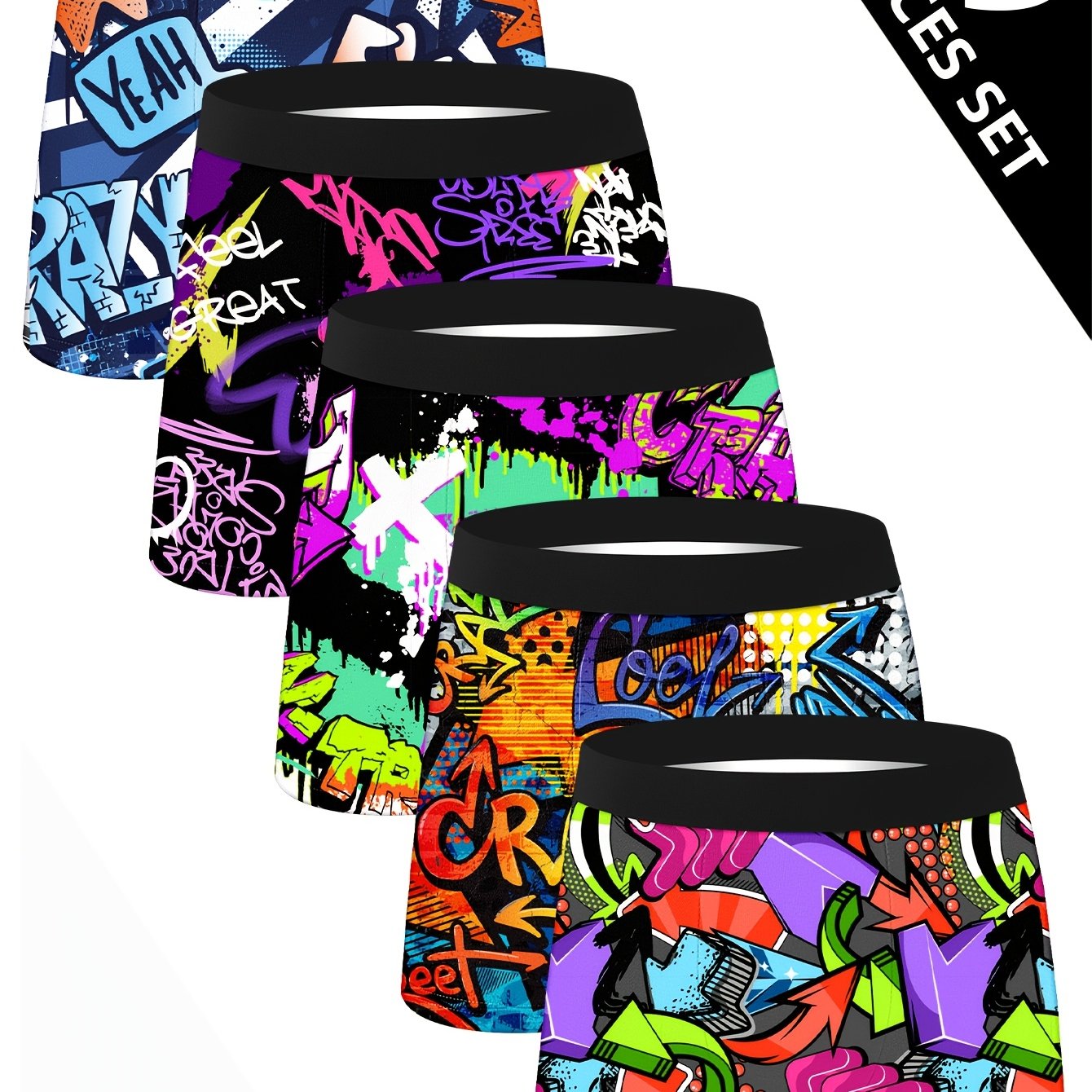 TEMU Lot de 5 boxers pour homme, style long décontracté, pantalons de sport fitness, sous-vêtements pour homme haut de gamme , et respirants