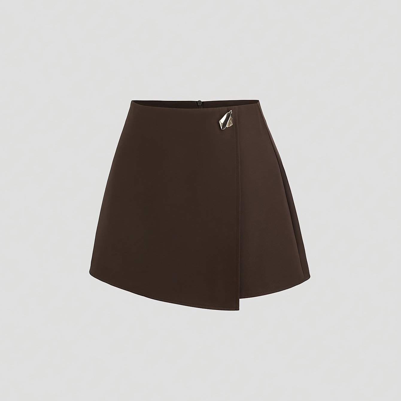 TEMU Women's Spring/summer Solid Color Elegant Casual Short Skirt With Metal Decoration