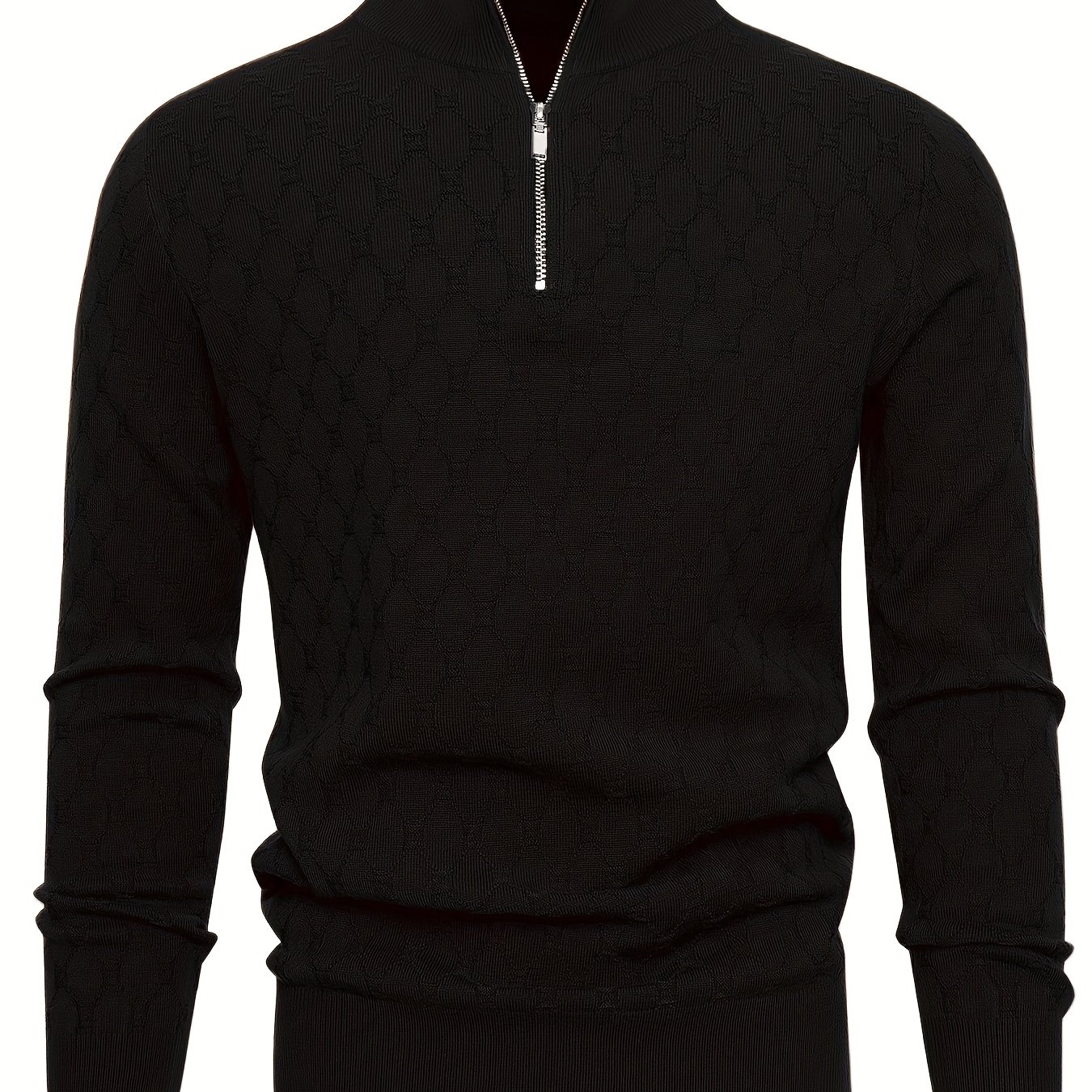 E-shop Klassischer Herren-Pullover mit Halbzipper Stehkragen - Dehnbar, Weich Bequem, Business Casual Mode, Vielseitig Slim Fit, Geometrisches
