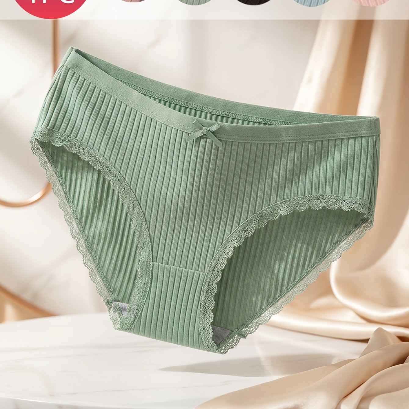 TEMU Women's Plus Size Underwear Fitted Lace Random 1pc Triangle Pants Fashion With Bow Casual Daily Wear