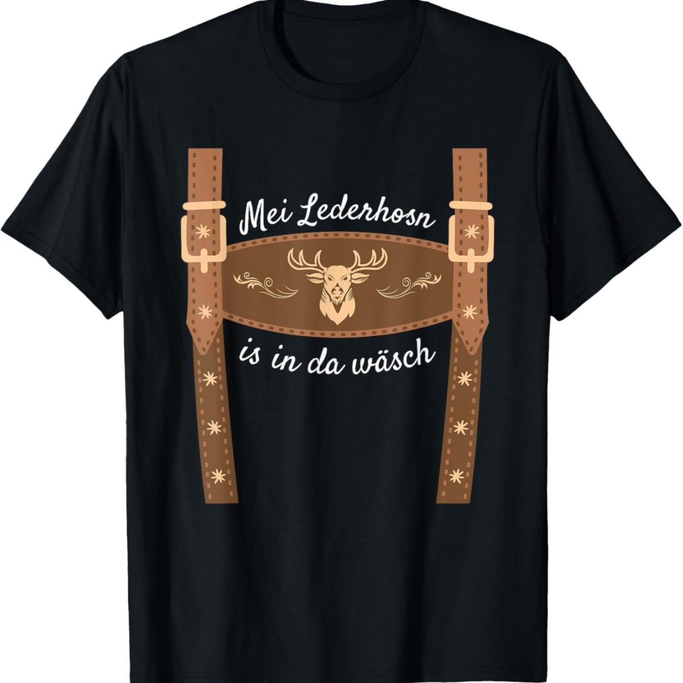 Funny My Is In Beer Festival T-shirt For Men | Vintage Black Short Sleeve Casual Tee With Graphic, Stars & Deer Design, Machine Washable, Crew Neck, Stretch Fabric