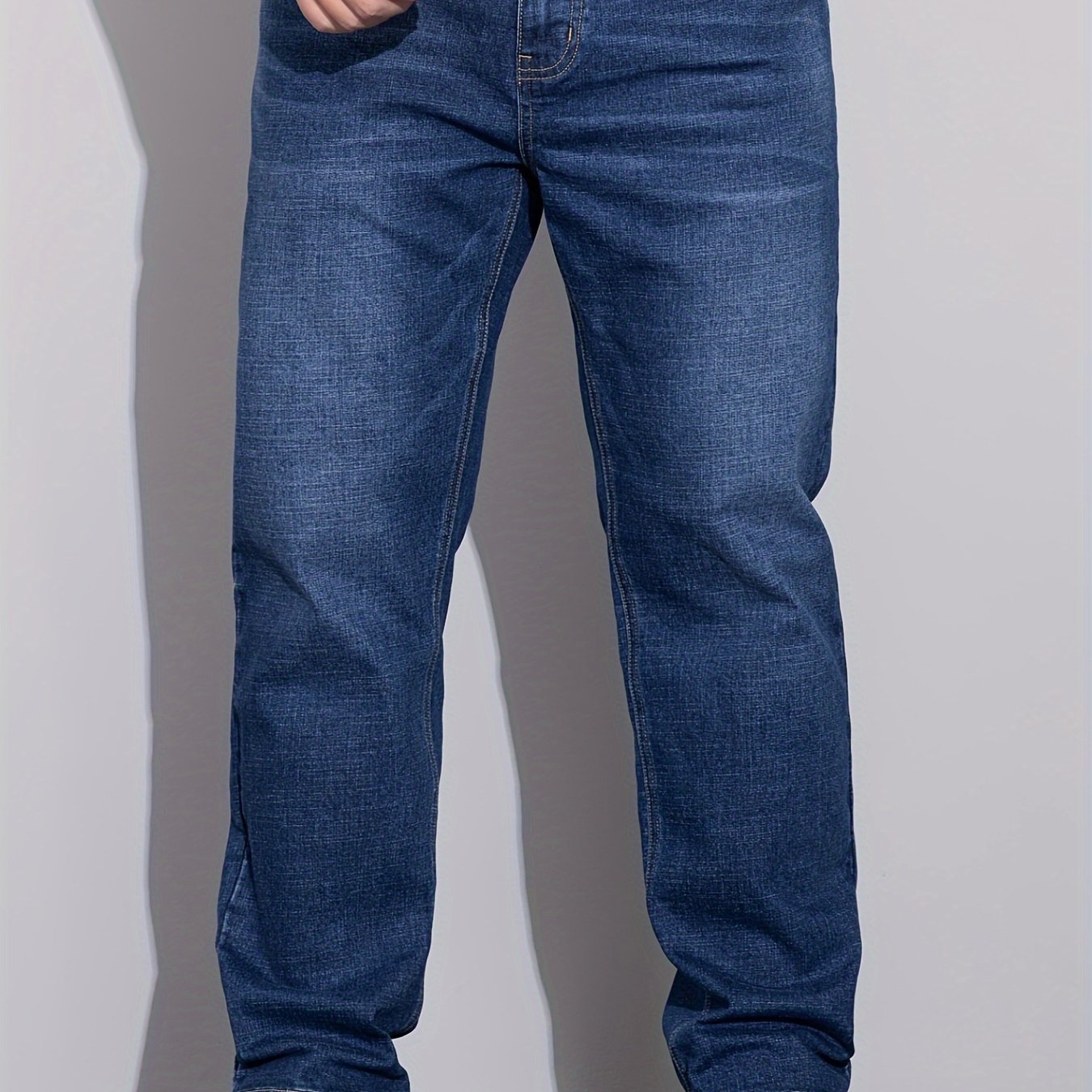 Men's Plus Size Loose Fit Stretchy Denim Pants, Lightweight Business Casual Jeans For