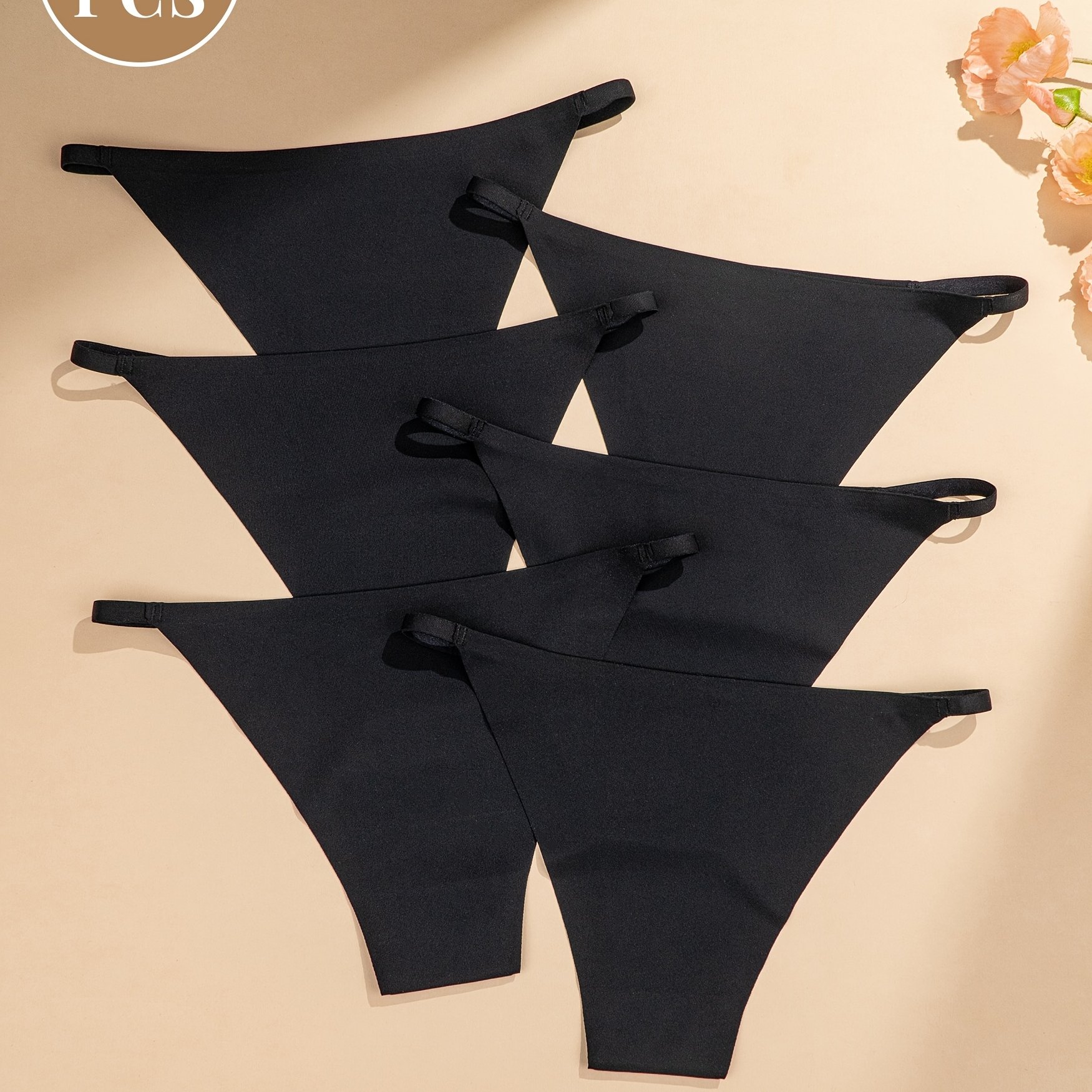 Image of 6 Pack Seamless Breathable Cheeky Panties For Women - No Show Solid Color Briefs, Elegant Design For Daily Wear & Sleep, Underwear, Seamless Underwear, Everyday Lingerie, Smooth Texture Fabric