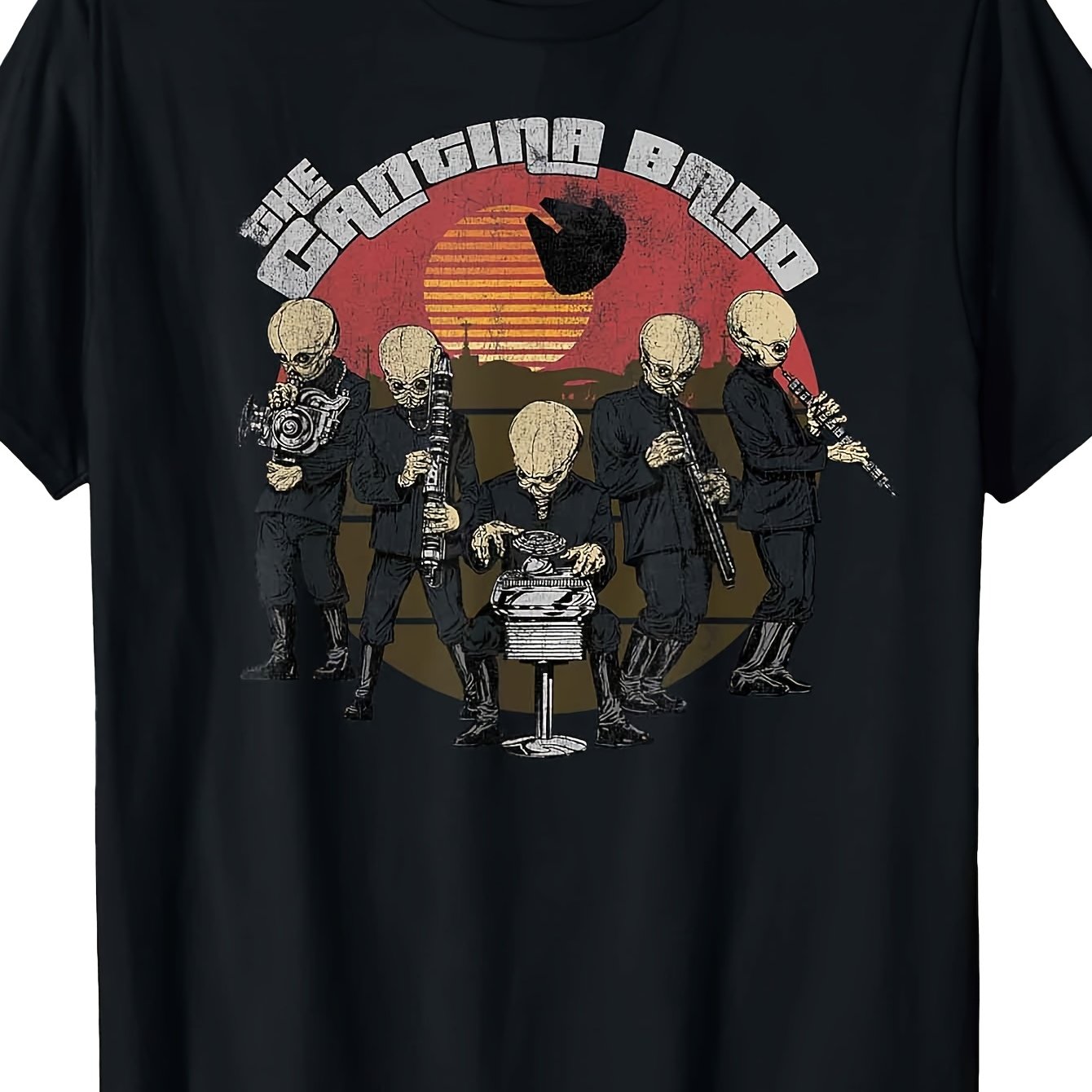 Black Graphic T-shirt Featuring The Wars Vintage Band Badge