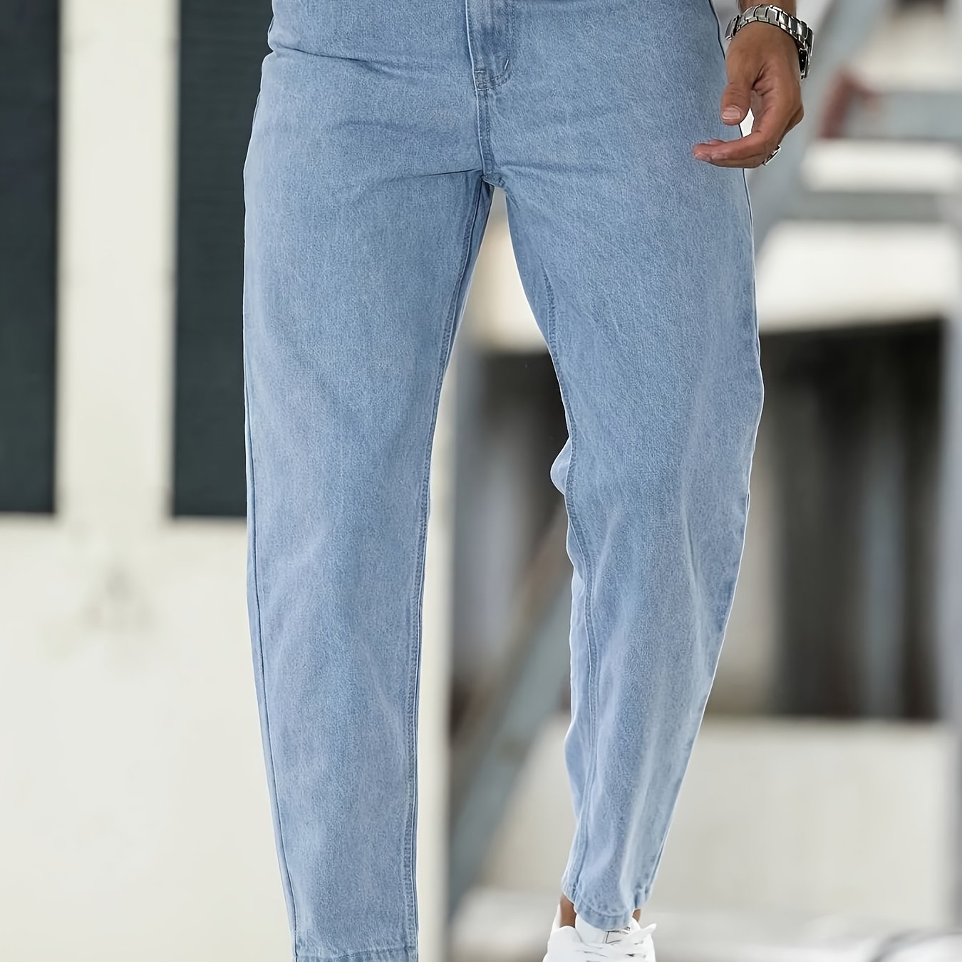 Men's Casual Stretch Ankle Solid , Light Blue