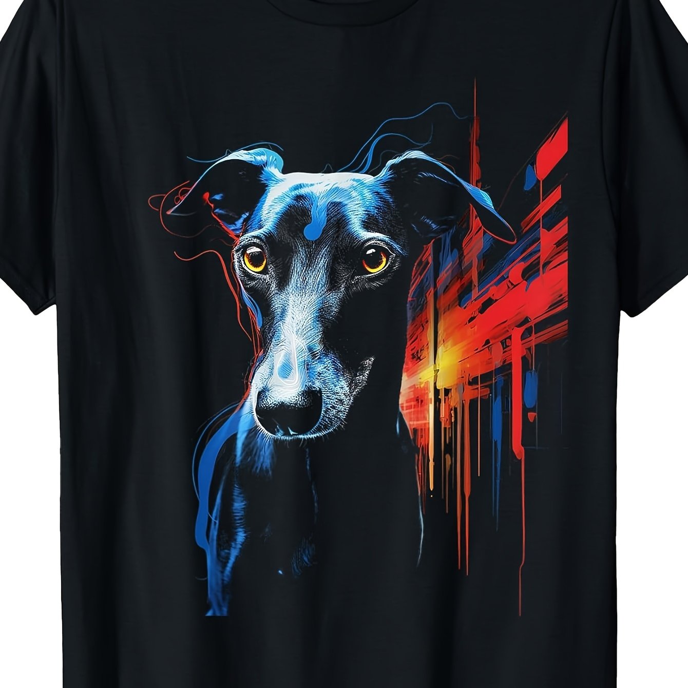 Image of Greyhound Pet Artwork Dog Greyhound T-shirt, Black Solid Men Comfortable Perfect For Home|outdoor|work|gifting (birthdays|mother's Day|valentine's Day) All Sizes Unisex