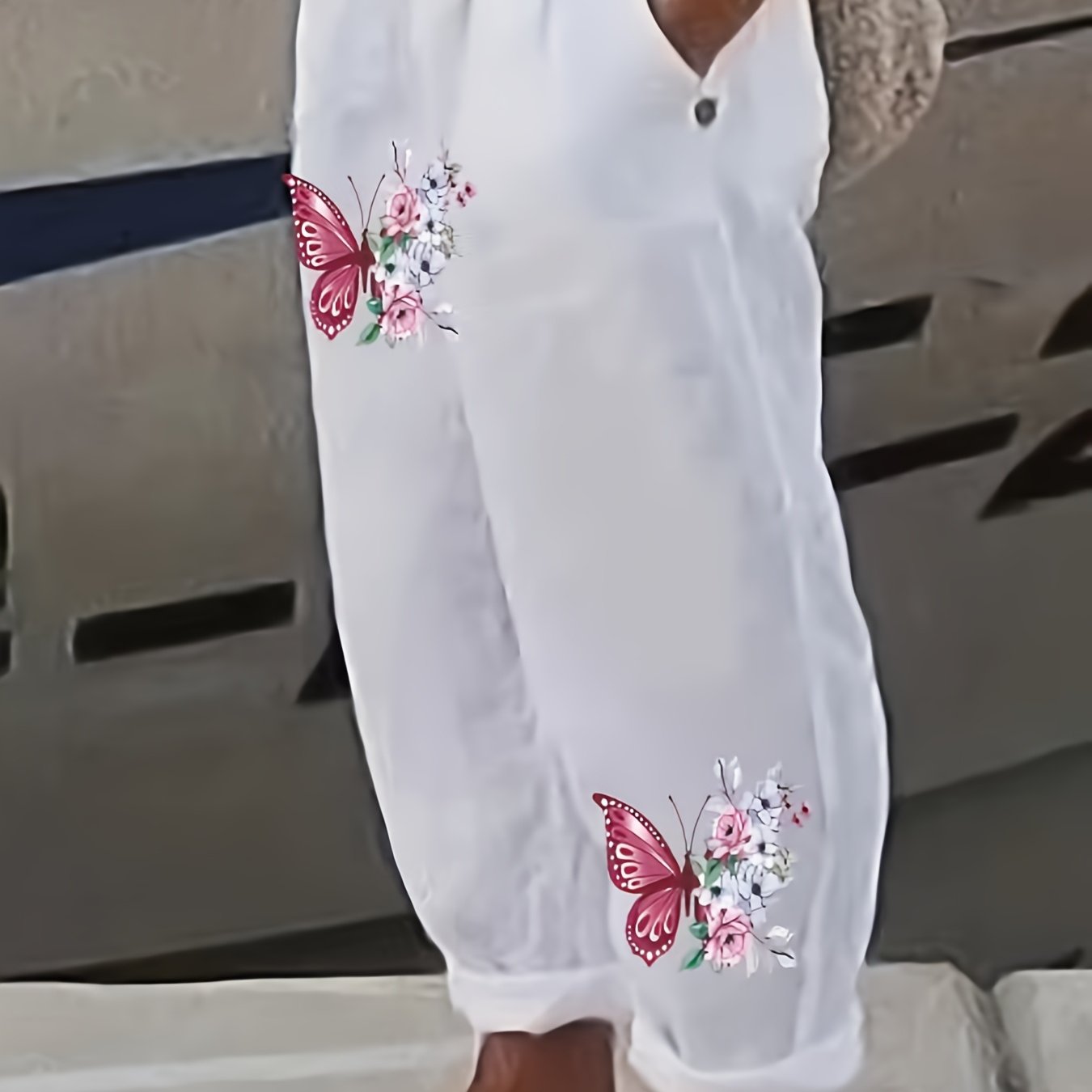 Image of New European And Fashion Double Positioning Retro Hot Flower Double Pocket Women's Casual Pants