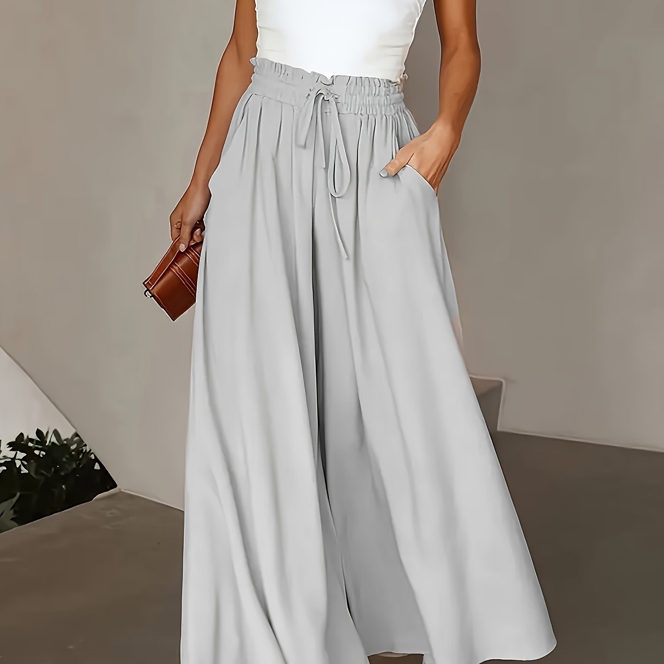 Plus Size, Plus Size Casual Fashion Slim Fit Straight Leg Women's Trousers
