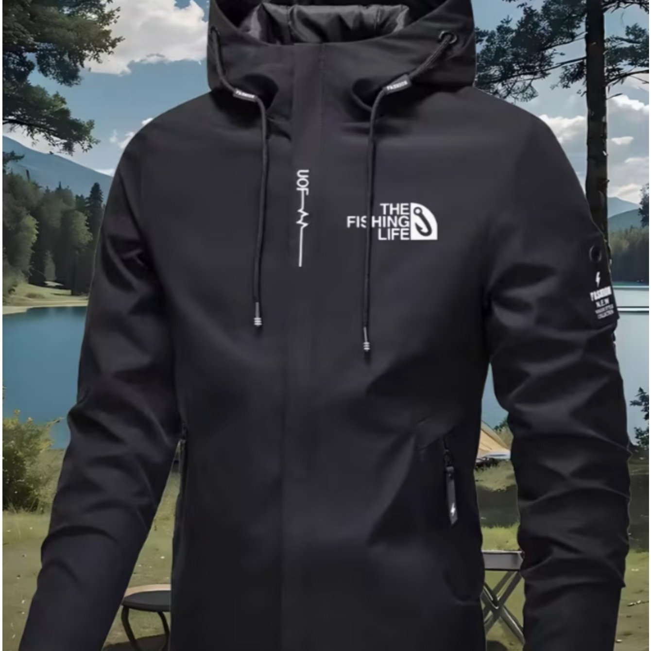 TEMU Men's And Women's Full-zip Hooded Jacket With Full Zipper Closure And Zippered Pockets - Windproof High-quality Polyester Shell, Full-zip