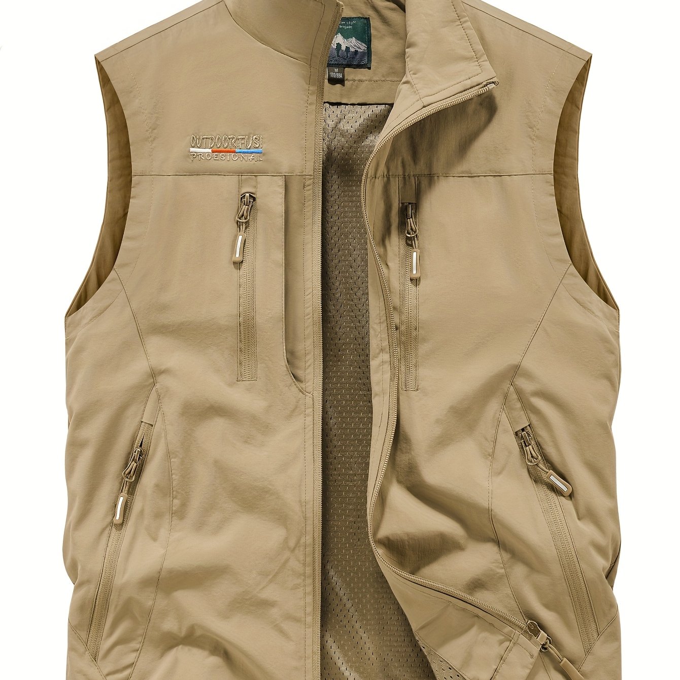 TEMU 2025 New Multi-pocket Men's Fishing Vest, Outdoor Hiking Solid Color Men's Vest, Men's Vest