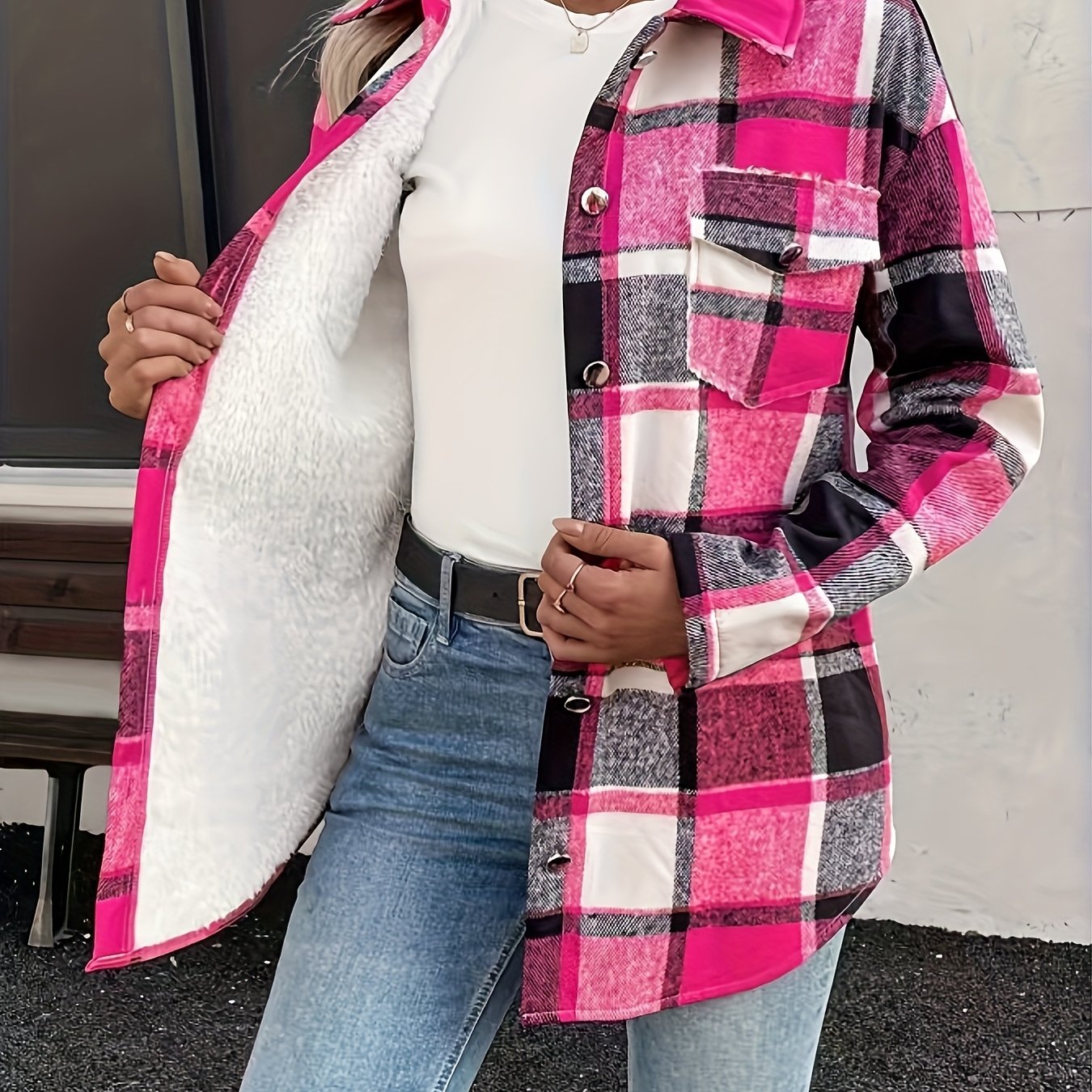 TEMU Women's Autumn Winter Casual -lined Thick Shirt Jacket