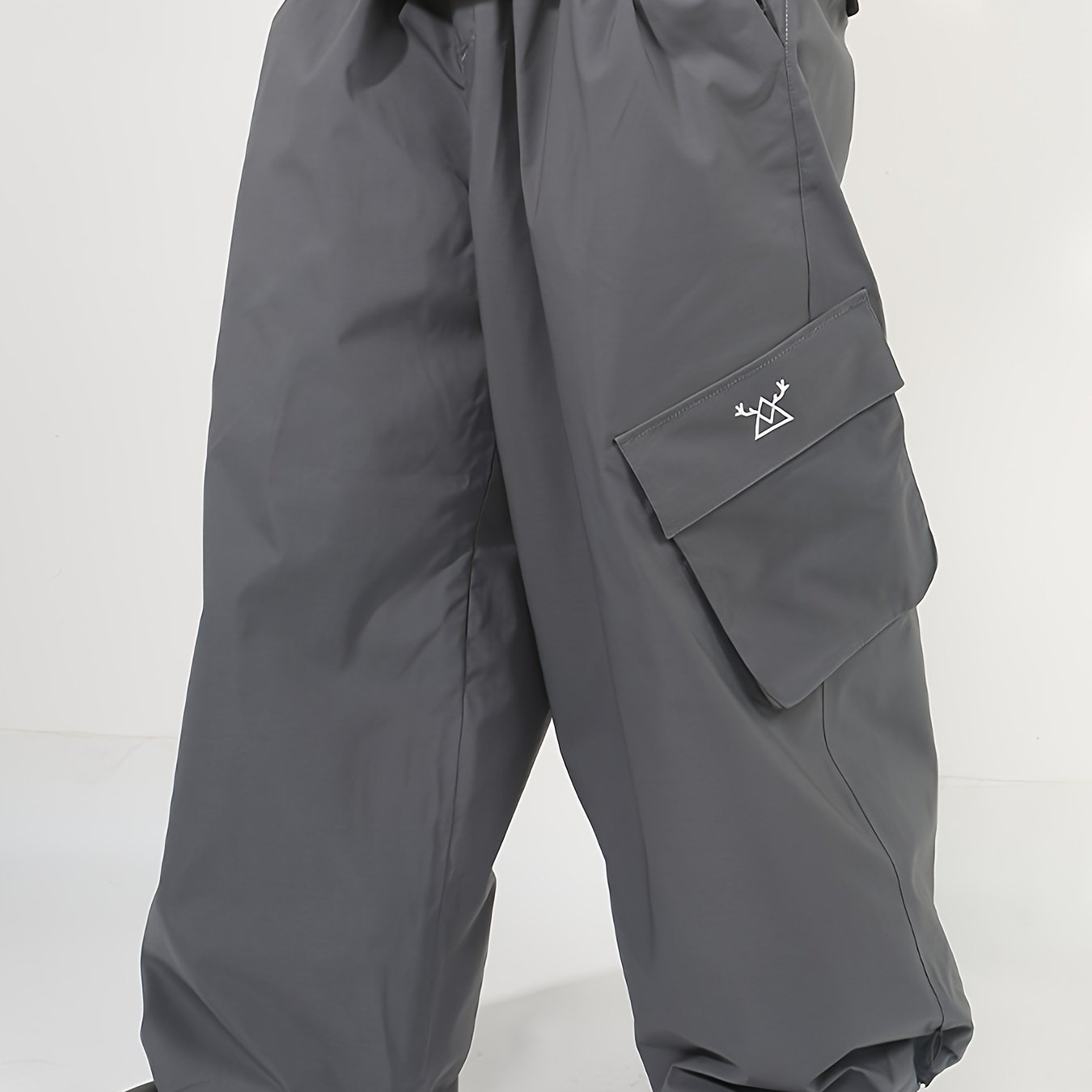 *&#39;s Oversized Ski Pants Polyester * Non-Stretch Solid Color with Pockets for Skiing Outdoor Wind-Resistant Fall/Winter Trousers Lined with Polyester Fiber