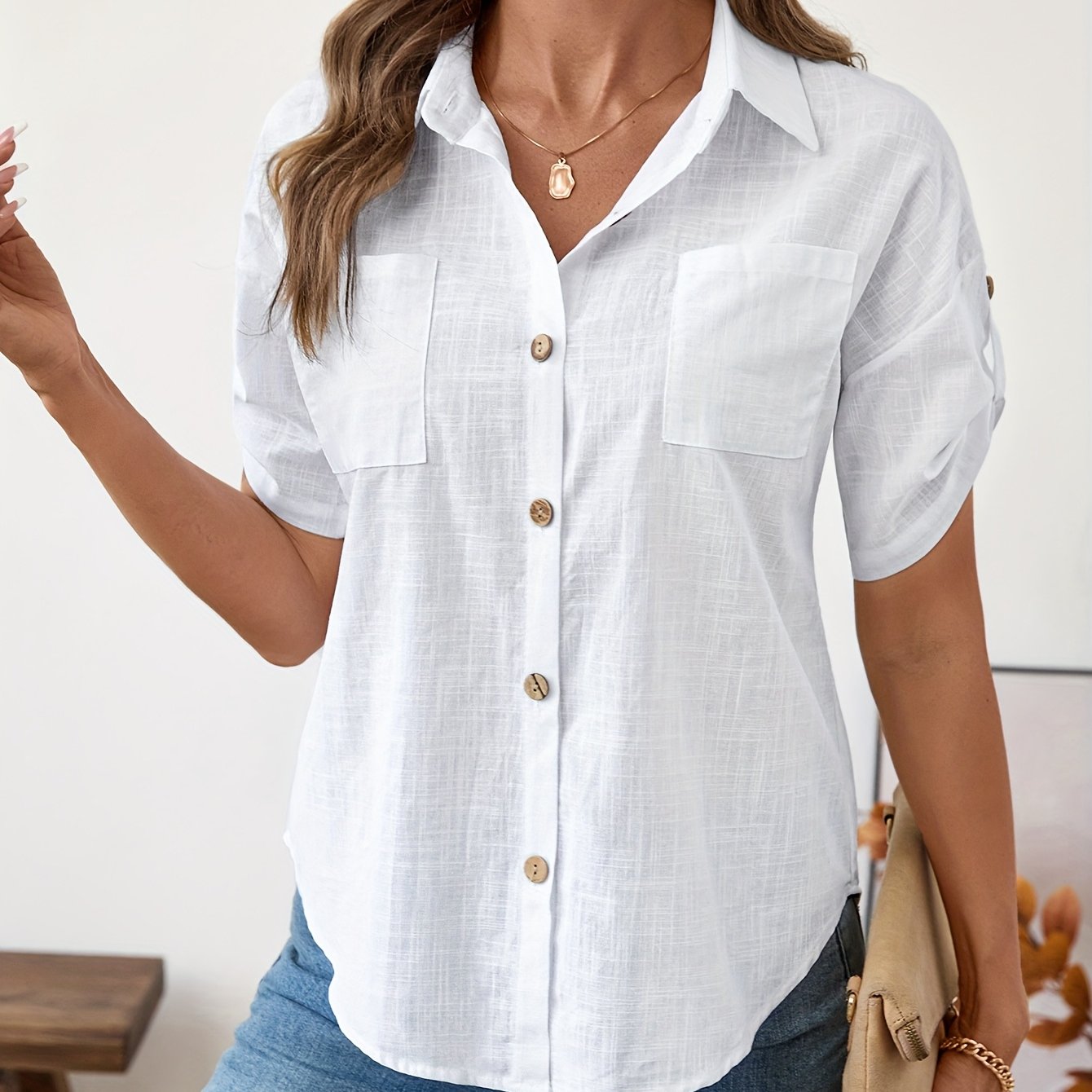 New Fashionable Bamboo Pocket Women's Shirt