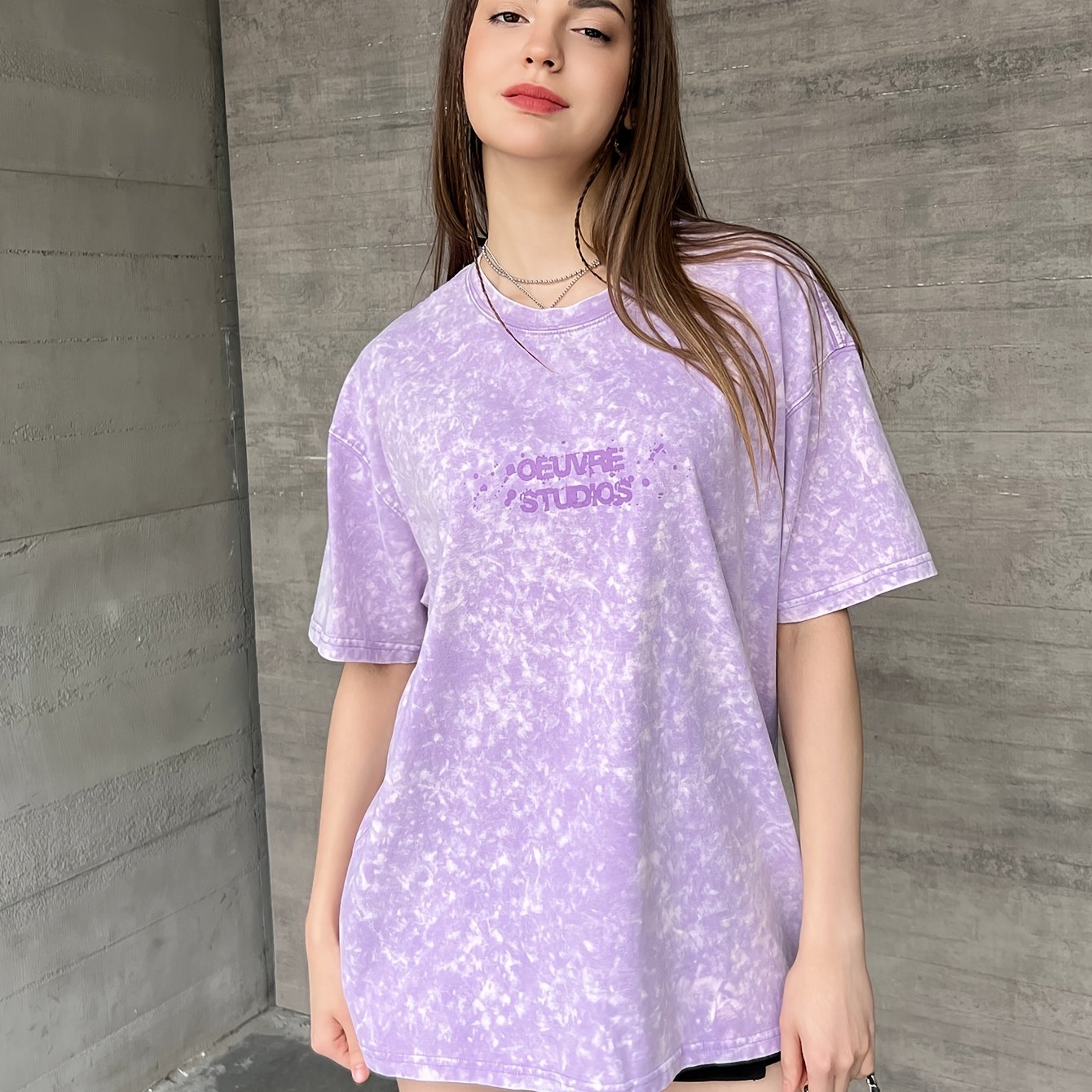 Image of Ribbed 's Snowflake Print Pattern T-shirt, College Style Spring And Summer Women's Clothing, Soft And Breathable Women's Short-sleeved Top