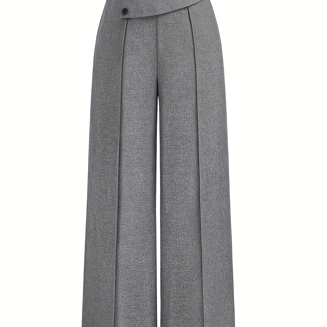 TEMU Plus Size - Adult Women's Plus Size Casual Elegant -season Wear Solid Color Irregular Straight Wide-leg Long Pants