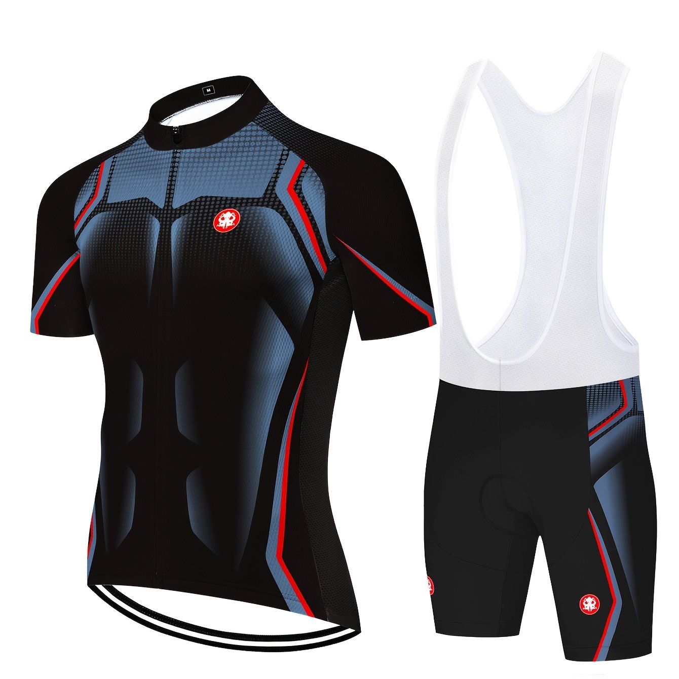 Image of Octopus Men's Gradient Color Cycling Suit Set Quick-dry Breathable Bike Jersey With 3 Rear Pockets And Bib Shorts With 20d Padding