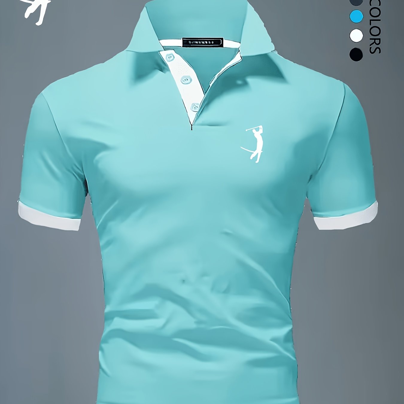 TEMU Men's Short-sleeved Shirt For Golf, Made From Quick-drying And Breathable Fabric, In Colors