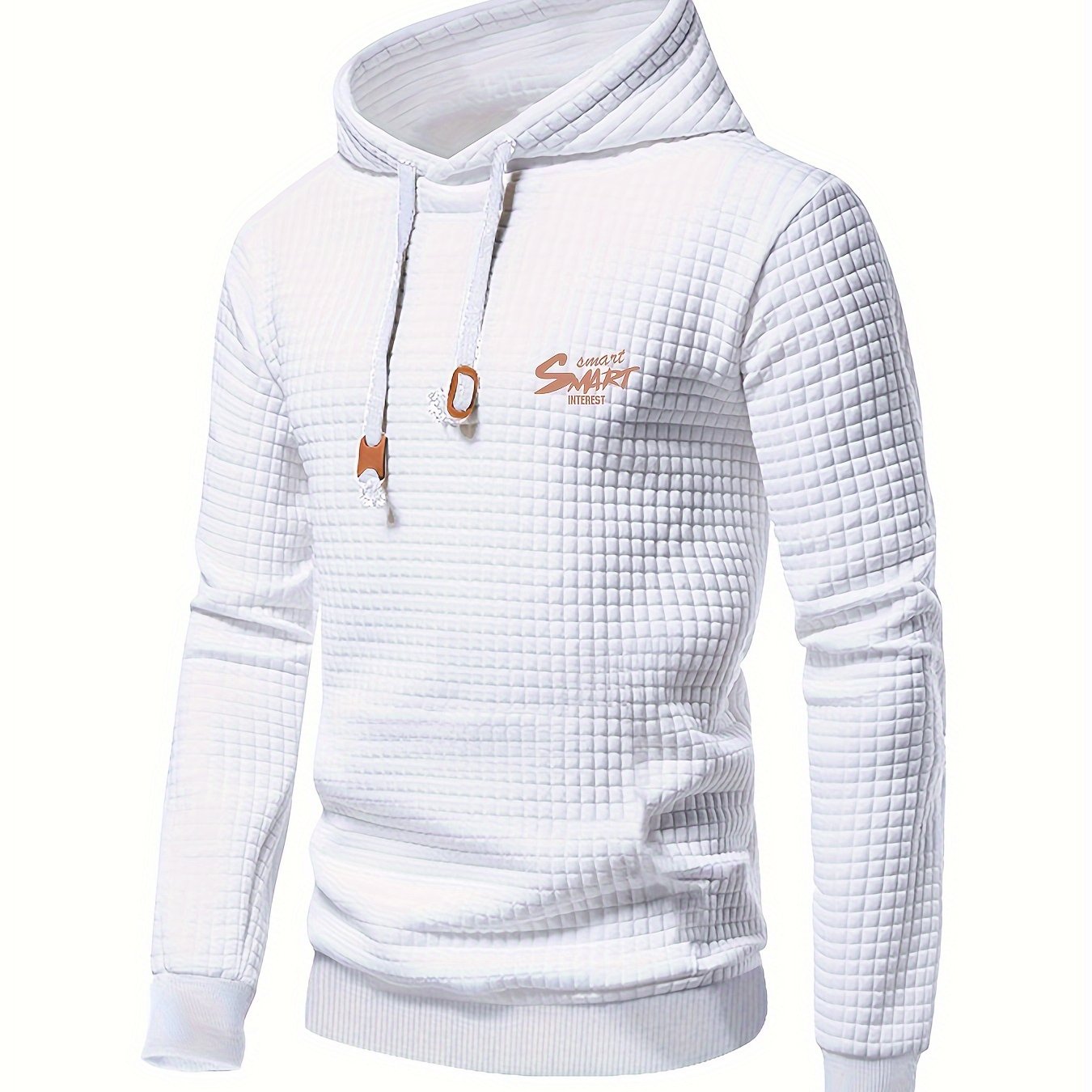 TEMU Men' Interest Letter Print And Textured Hooded Long Sleeve Sweatshirt, Sports Hoodie For And Fall Casual And