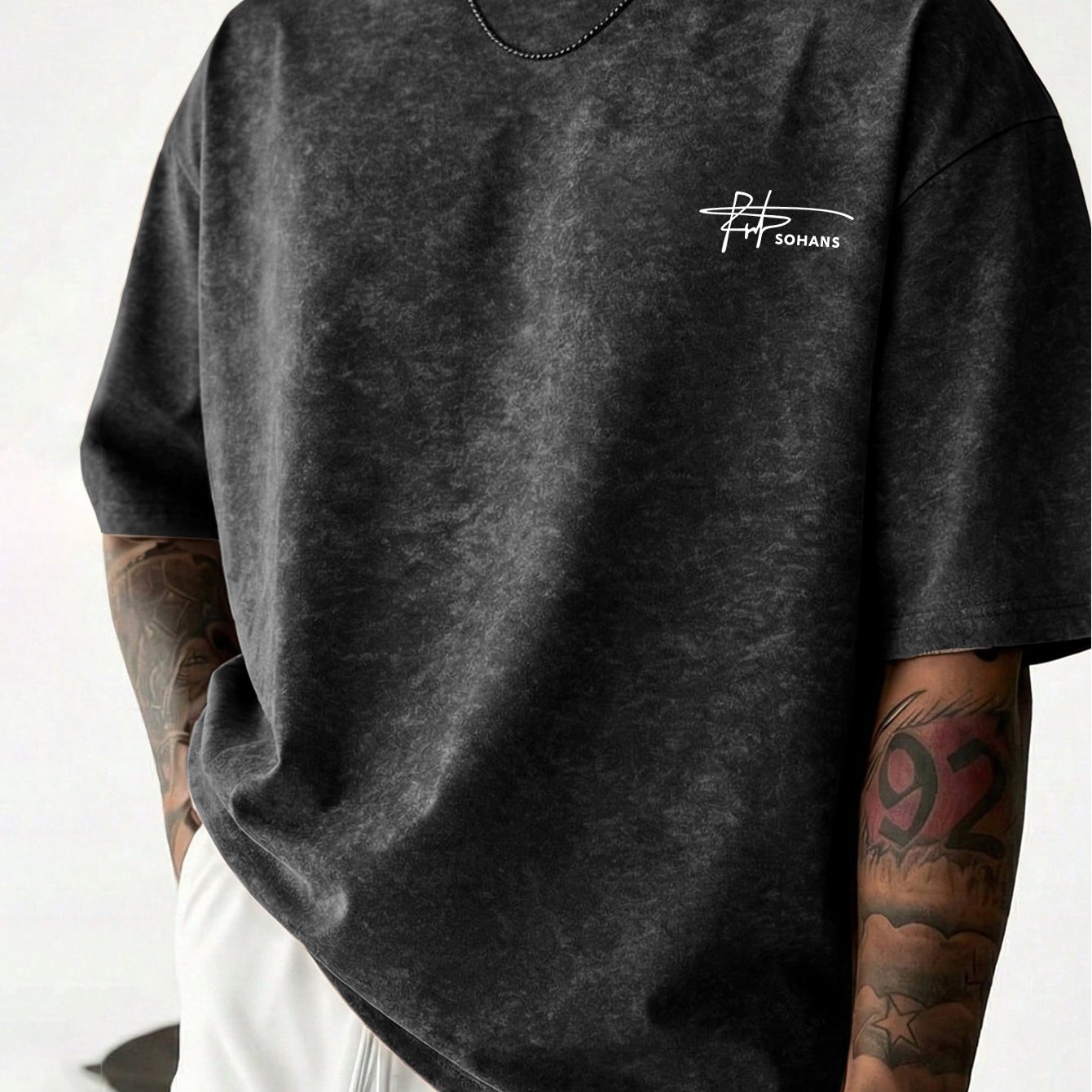 TEMU [printed Design - Not Textured] Artistic Signature T-shirt Men's Short Sleeve, Plus Size