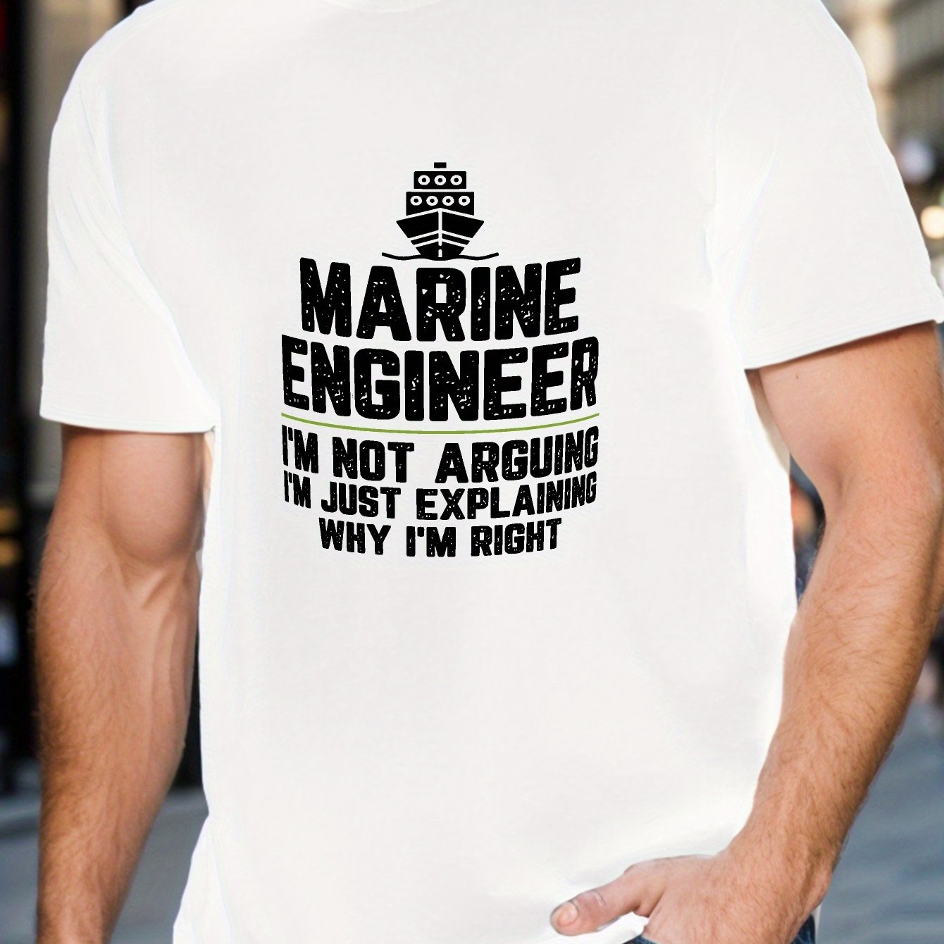 TEMU Marine Engineer Men's Short Sleeve T-shirt Summer T-shirt Top