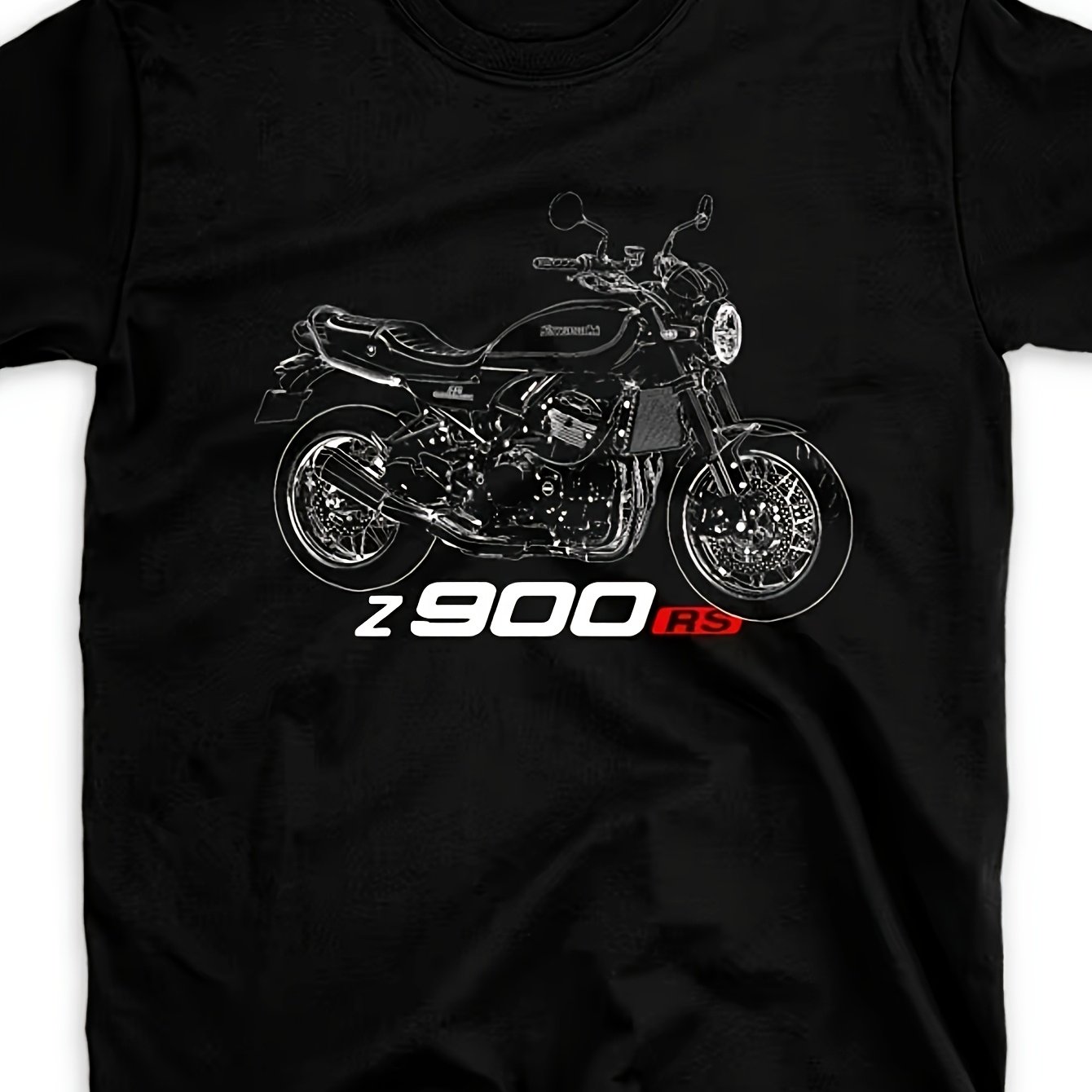 Image of Men's Motorcycle Graphic T-shirt - Black With Red Accent - Z900 Rs Motorcycle Design - Soft Breathable Cotton Tee For - Riding & Casual Streetwear - Motorcycle Enthusiast Ap