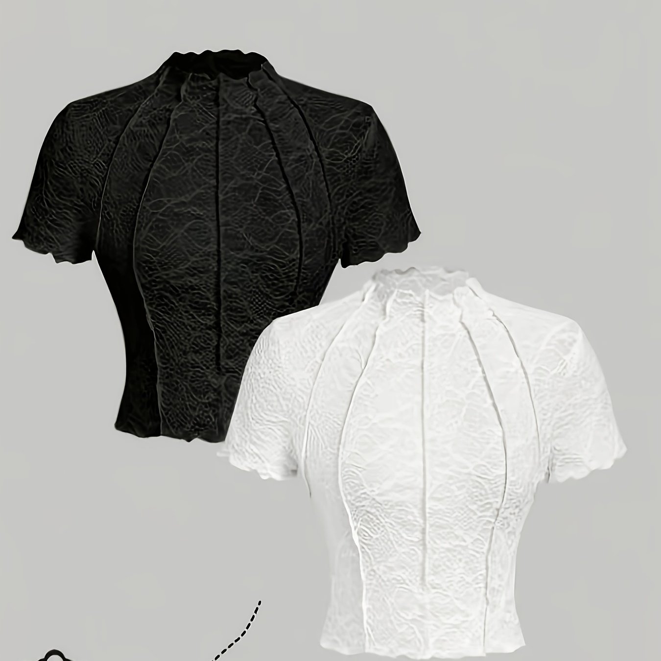 TEMU 2pcs Floral Jacquard Lightweight Women's T-shirt Set, And Romantic, Suitable For Dates, Parties, Summer And Spring Wear, As Well As Occasions