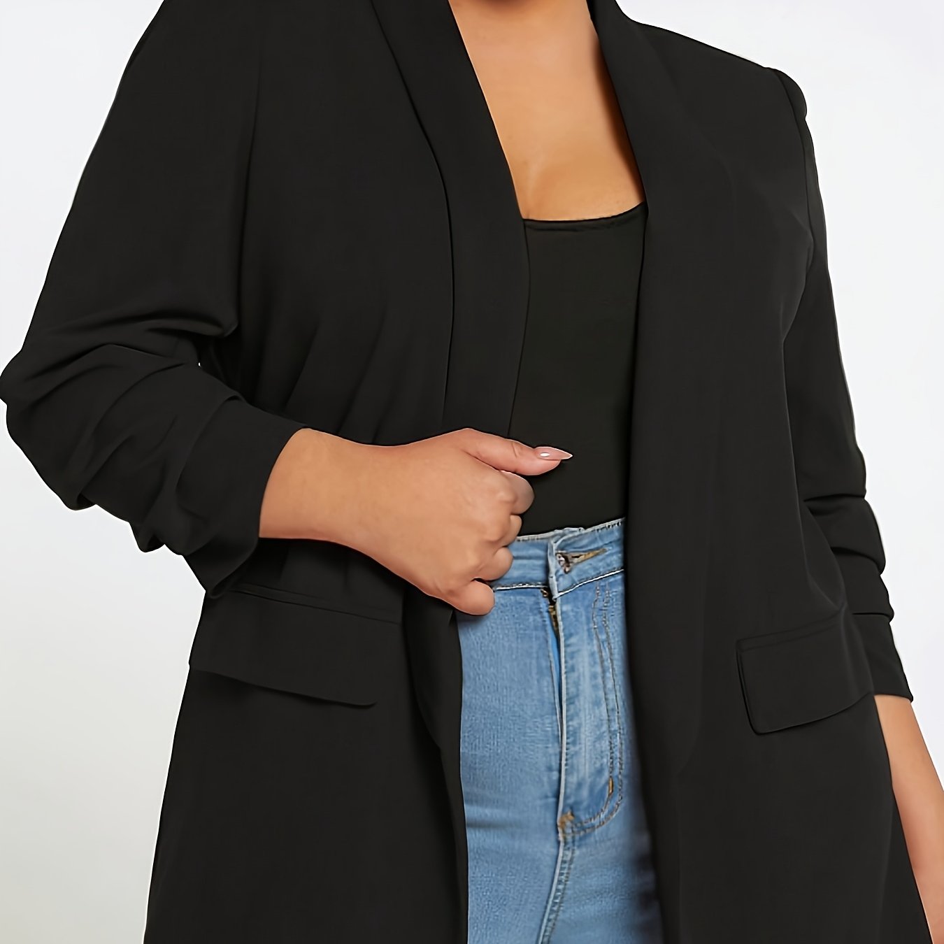 Plus Size, Women's Plus Size Casual Solid Color Jacket