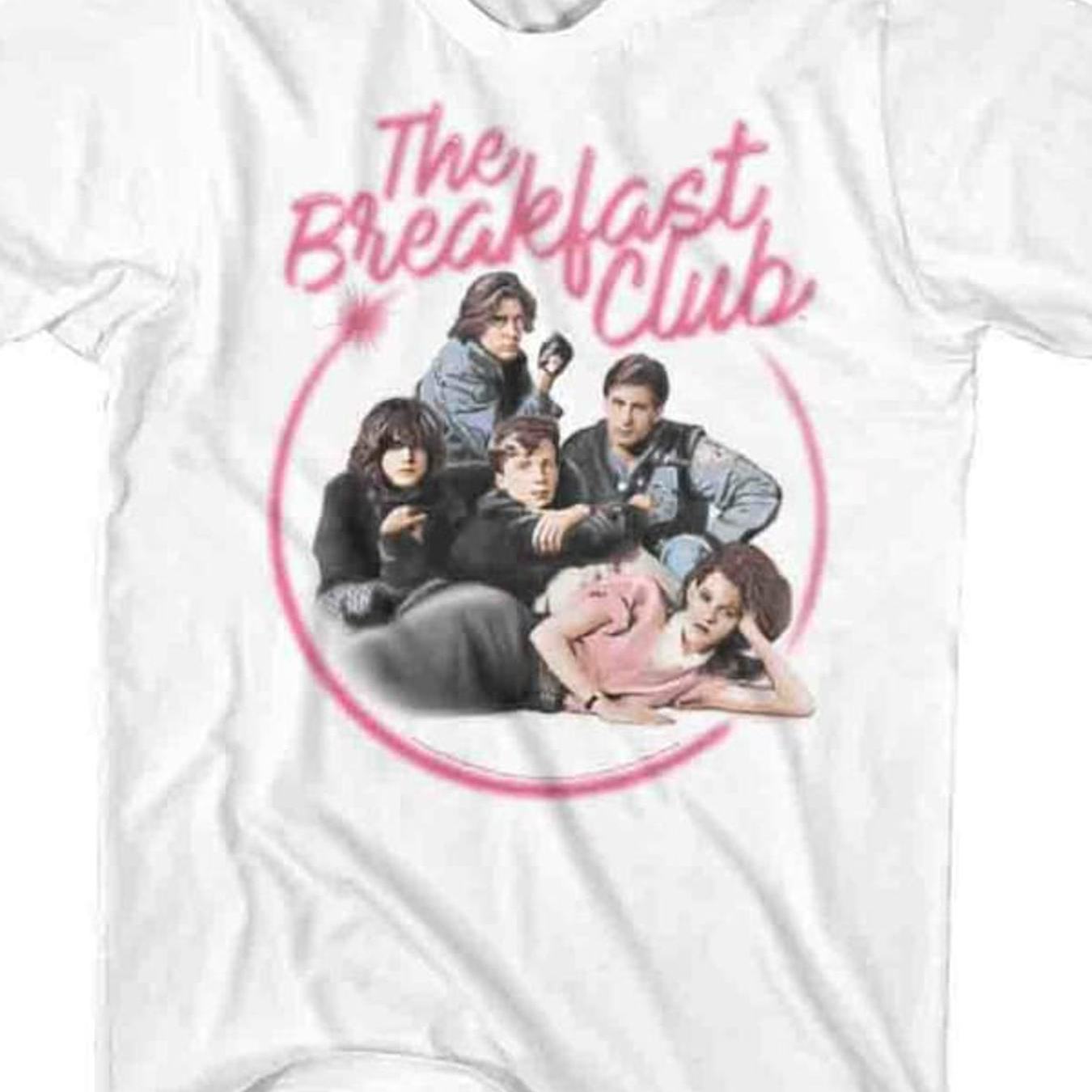 Image of Breakfast Club Airbrush White Adult T-shirt | Casual Crew Neck, Stretch Fabric, Regular Fit, Print Pattern, Perfect For Men
