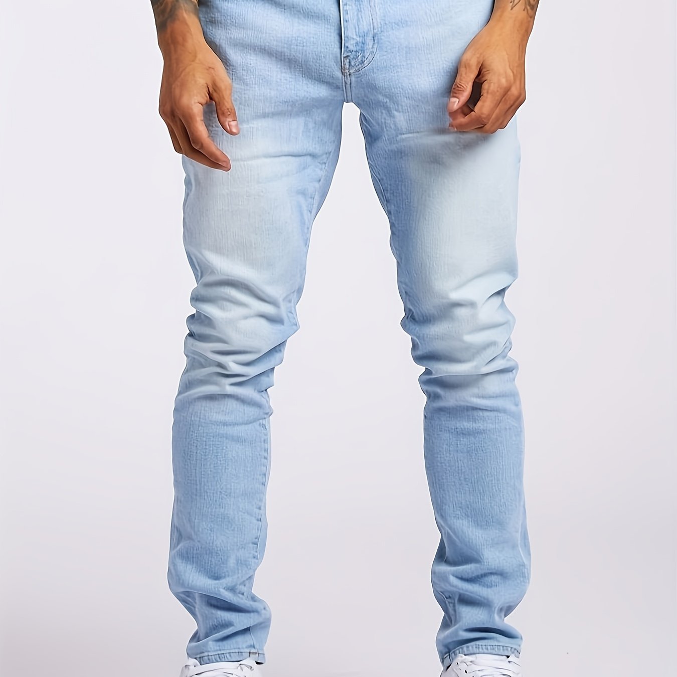 TEMU Men's Stretch Jeans Simple Jeans Slim And Light Men's Trousers, Suitable For All