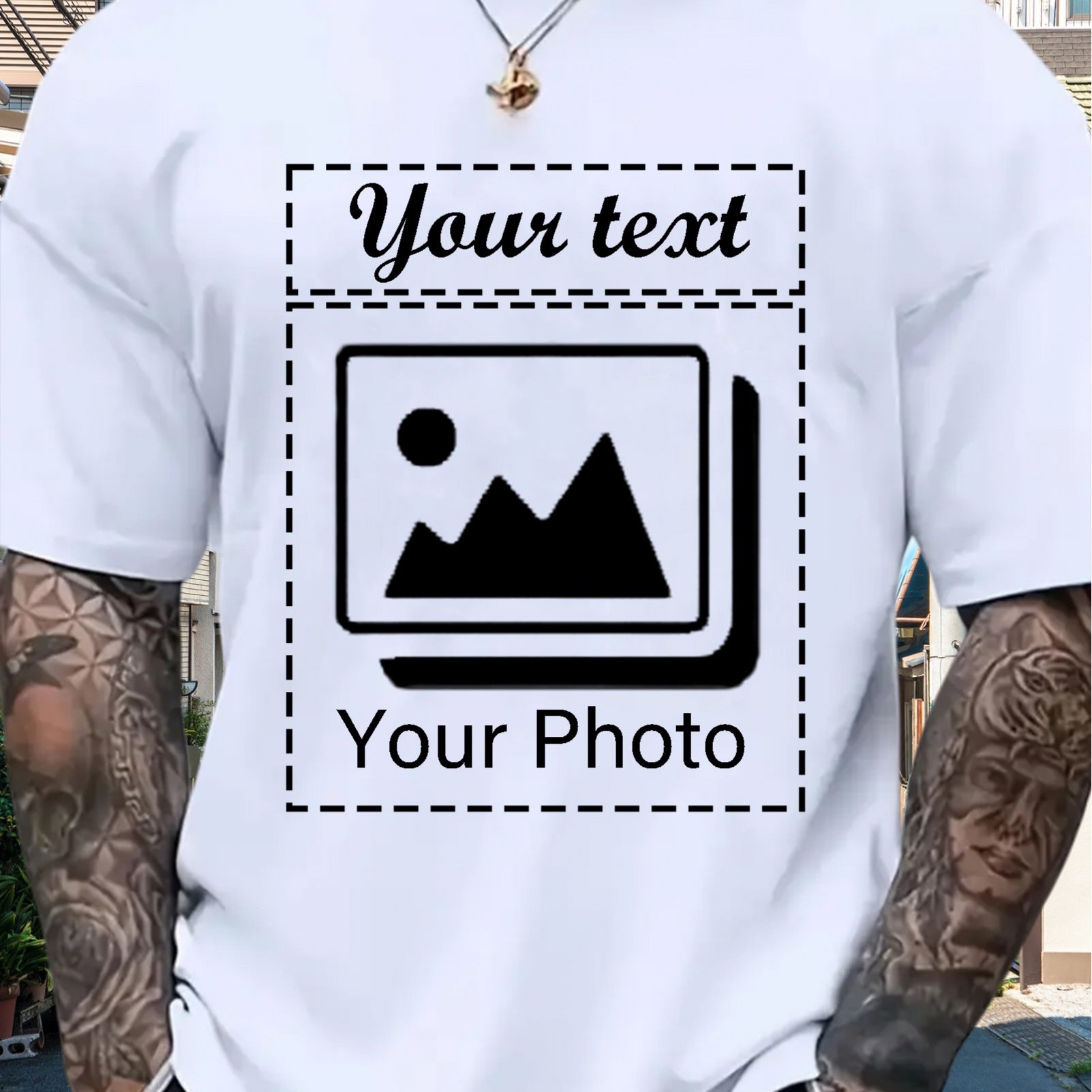 E-shop Personalisierbares Herren T-Shirt - Personalisiertes Foto/Design/Text, Regular Fit, Rundhalsausschnitt, Kurzarm, Ganzjahres-Freizeitkomfort,