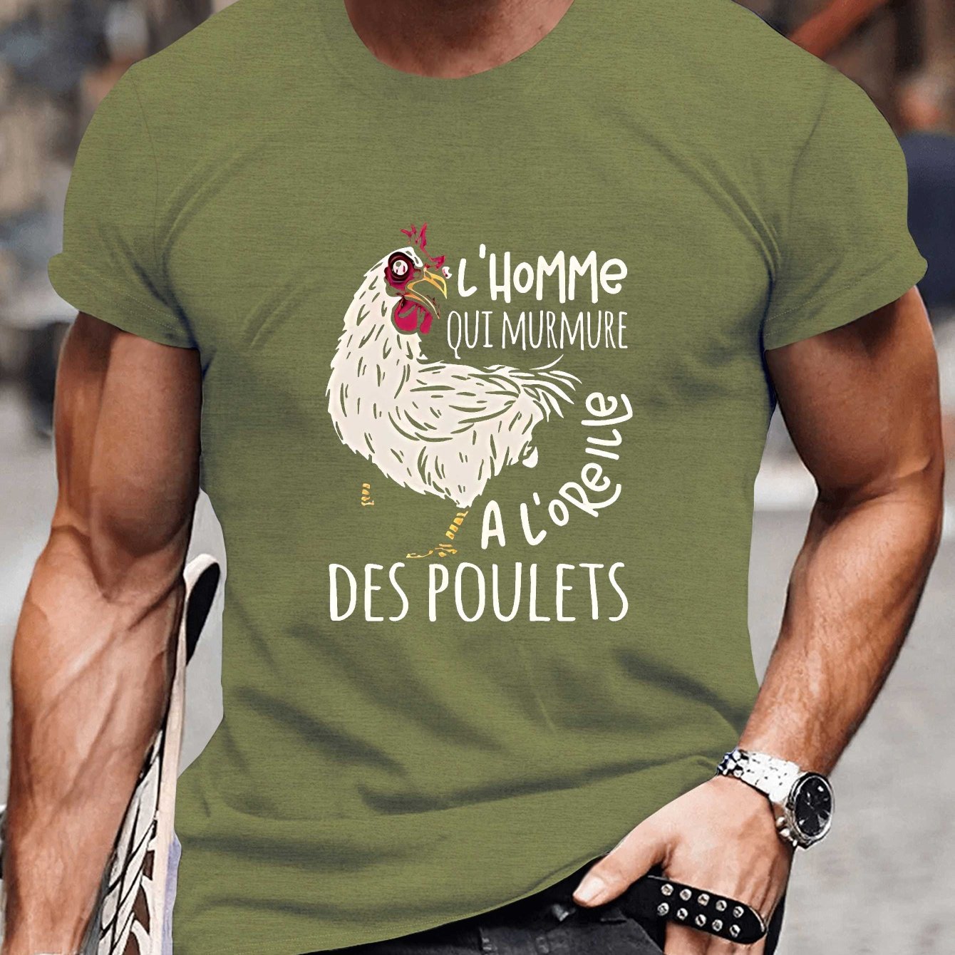 TEMU T-shirt Homme Col Rond Manches Courtes, Imprimé Humoristique "" en Français, Haut Léger et Confortable pour l'Été