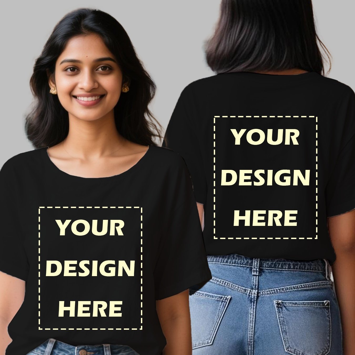 TEMU Offerta Giappone - T-shirt da Donna Personalizzata a Bifacciale, Personalizzazione in con Foto/Testo Personalizzati per Occasione